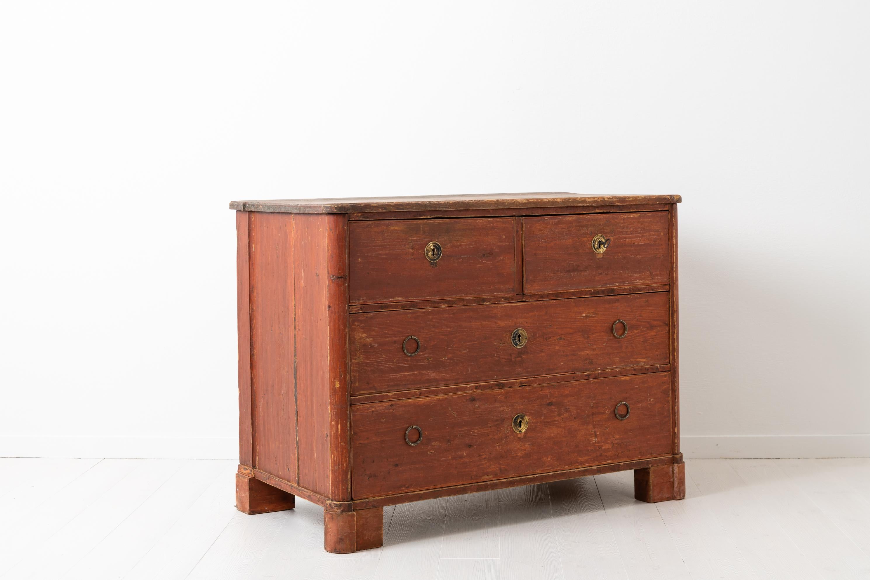 Pine Low Swedish Gustavian Chest of Drawers