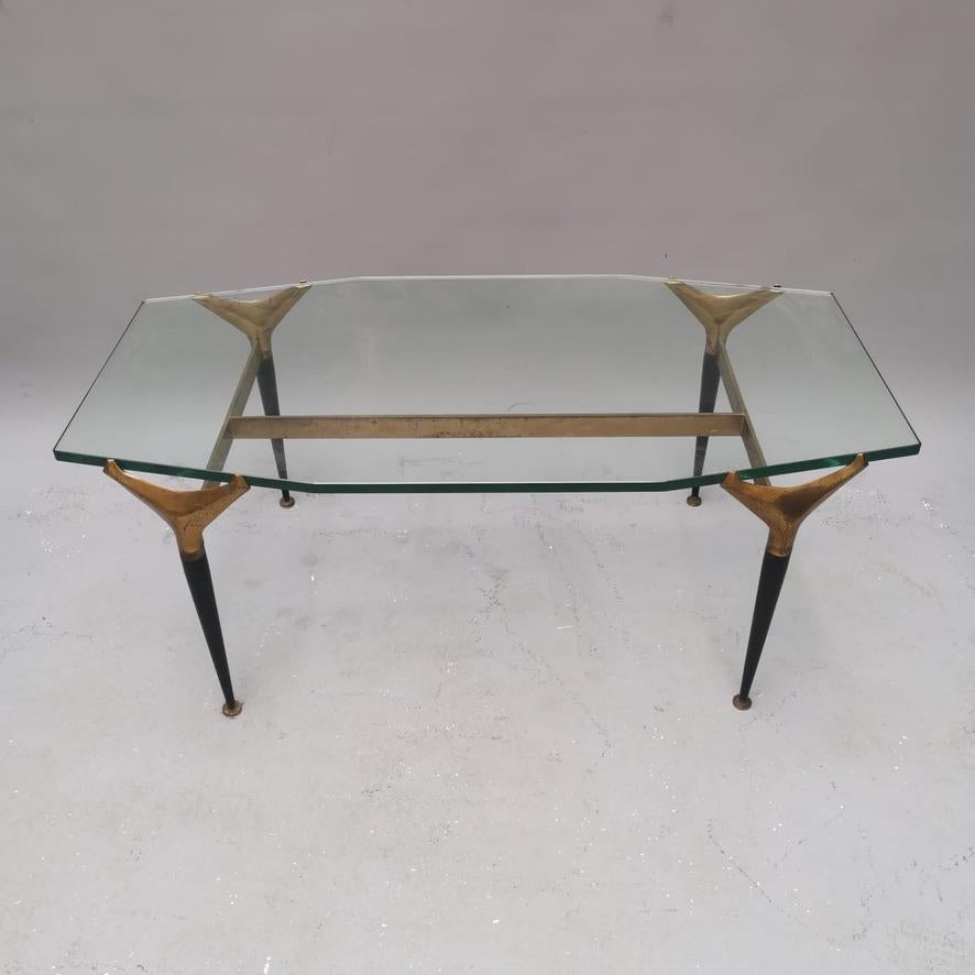 Brass Low Table Attributed to Fontanaarte For Sale