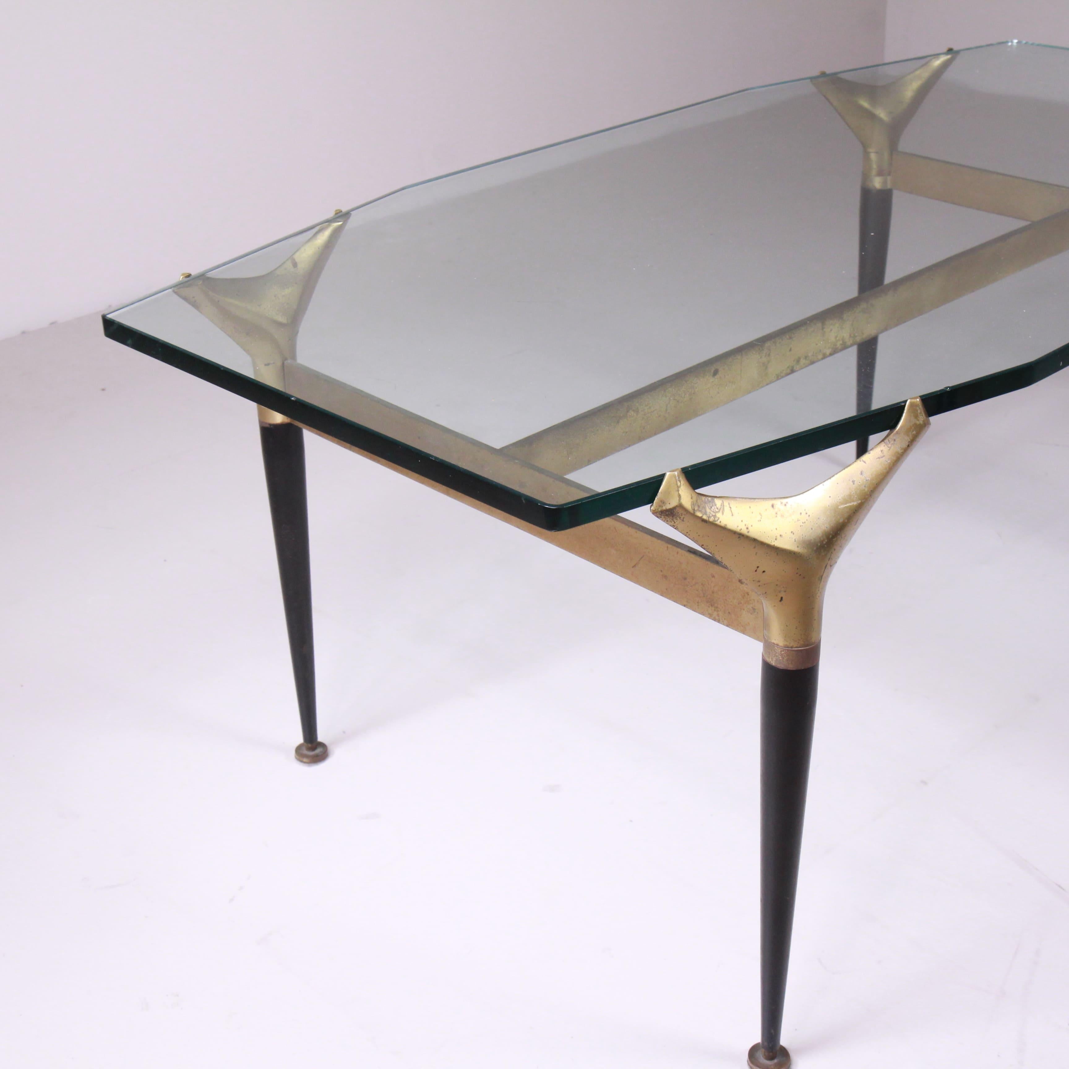 Brass Low Table Attributed to Fontanaarte For Sale