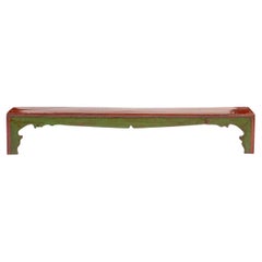 Low Table / Bench in Red and Green Lacquered Elm
