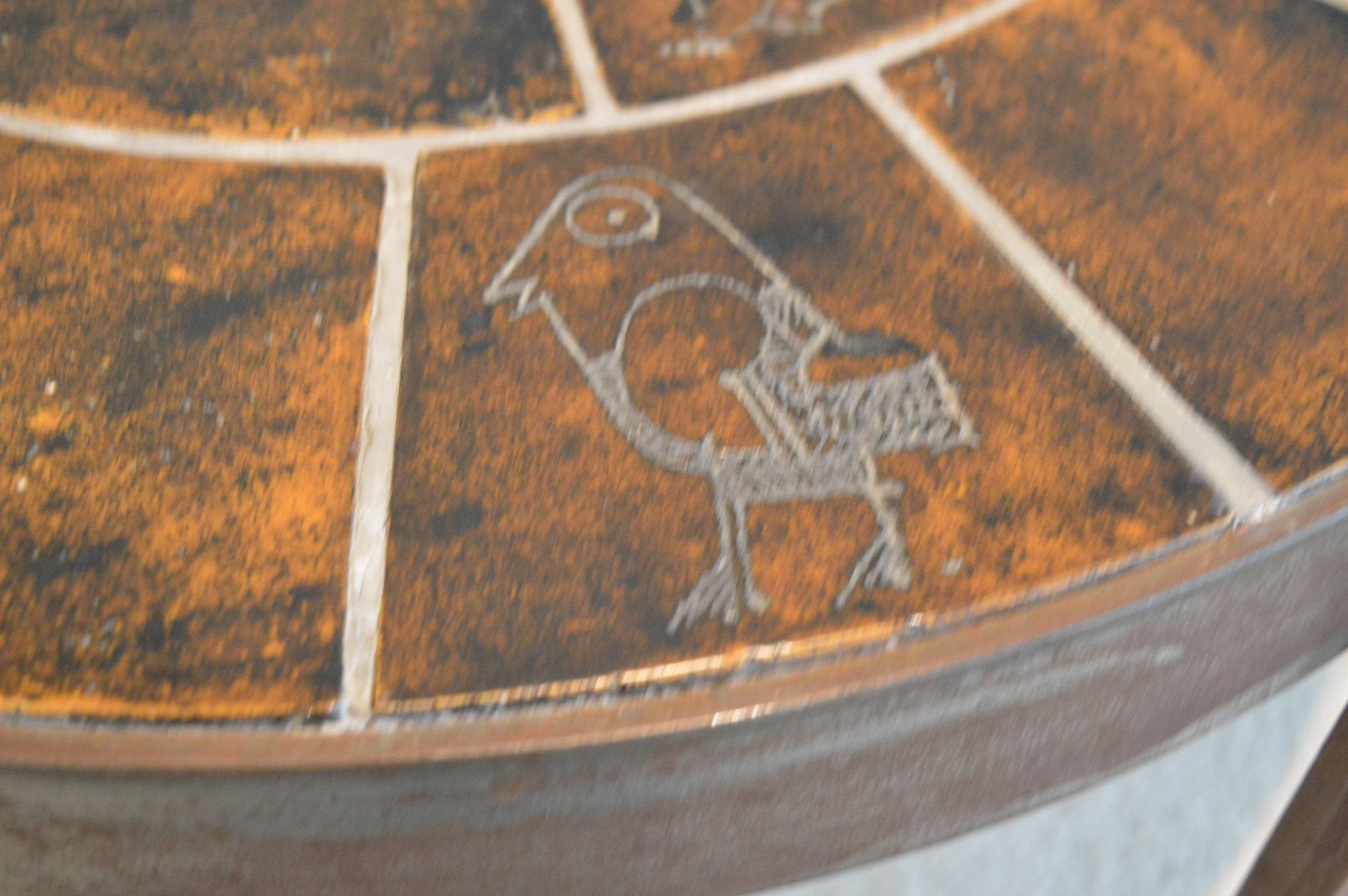 Low table signed by Jacques Blin in steel and ceramic.
French work, circa 1950.