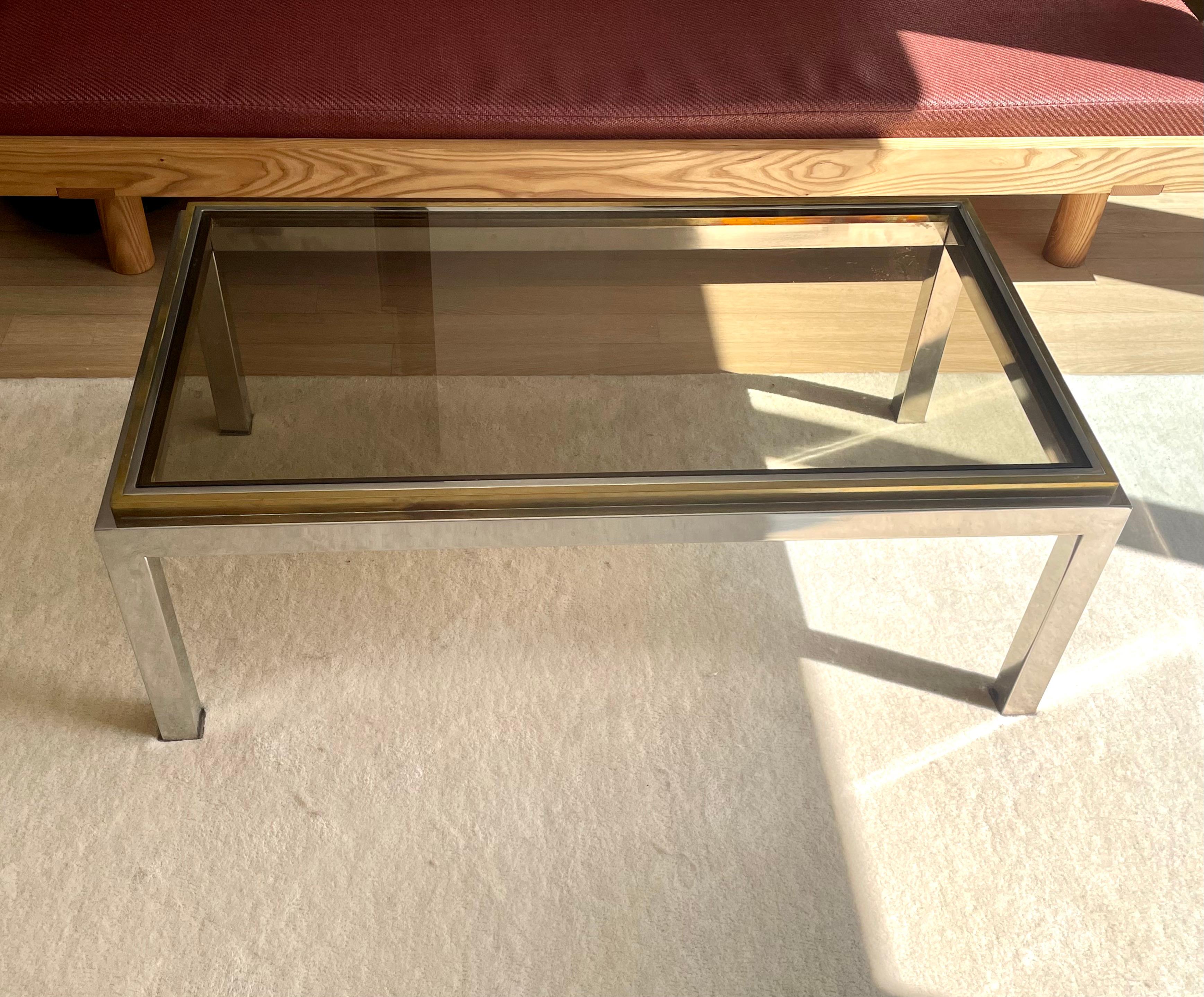 Brass Low table by Willy Rizzo - model Flaminia -circa 1970 For Sale