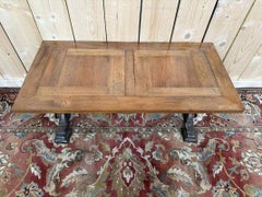 Low table cast iron legs and parquet wood top