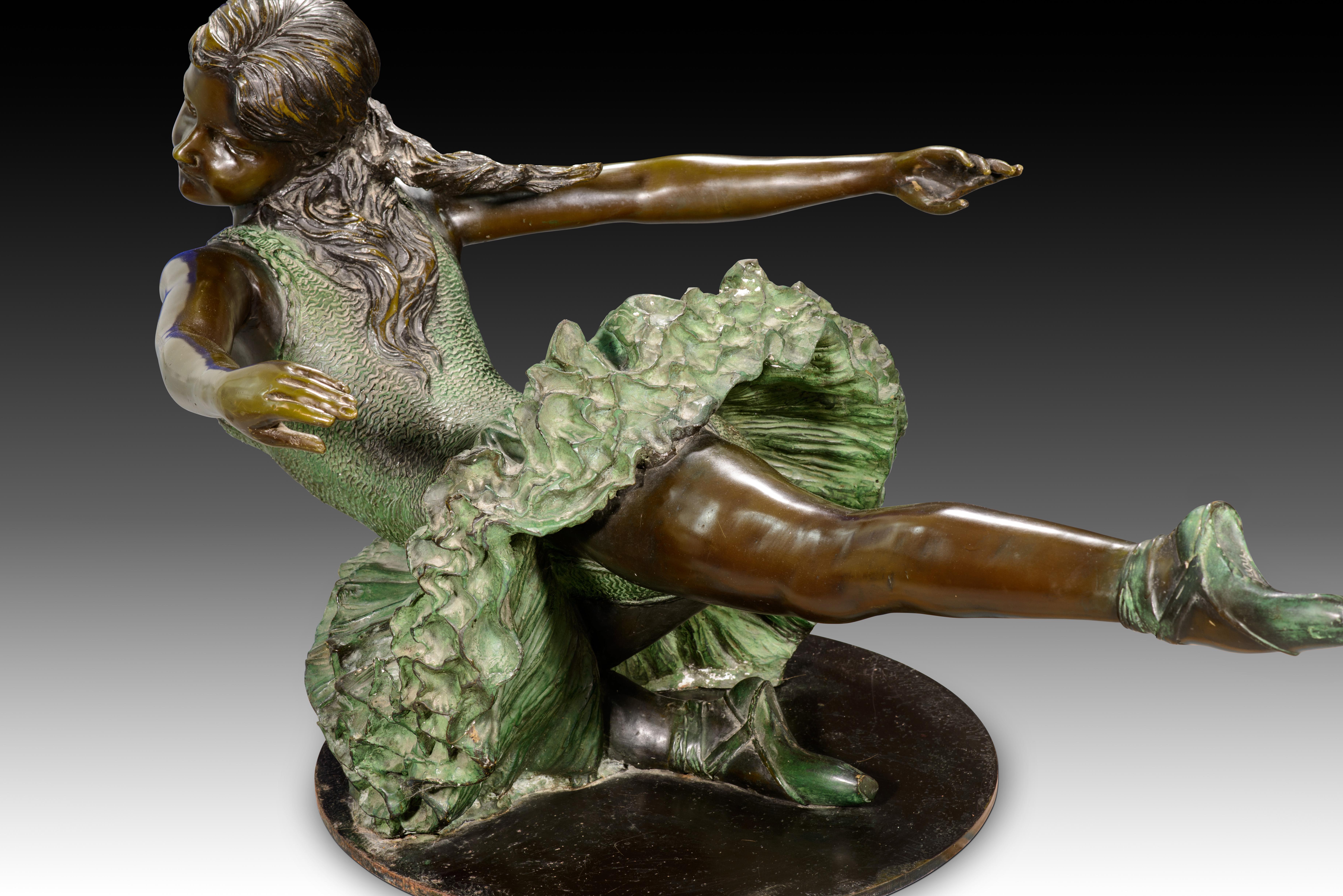 Niedriger Tisch, Tänzer. Bronze, Glas. 20. Jahrhundert. im Angebot 6