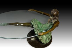 Low table, Dancer. Bronze, glass. 20th century.