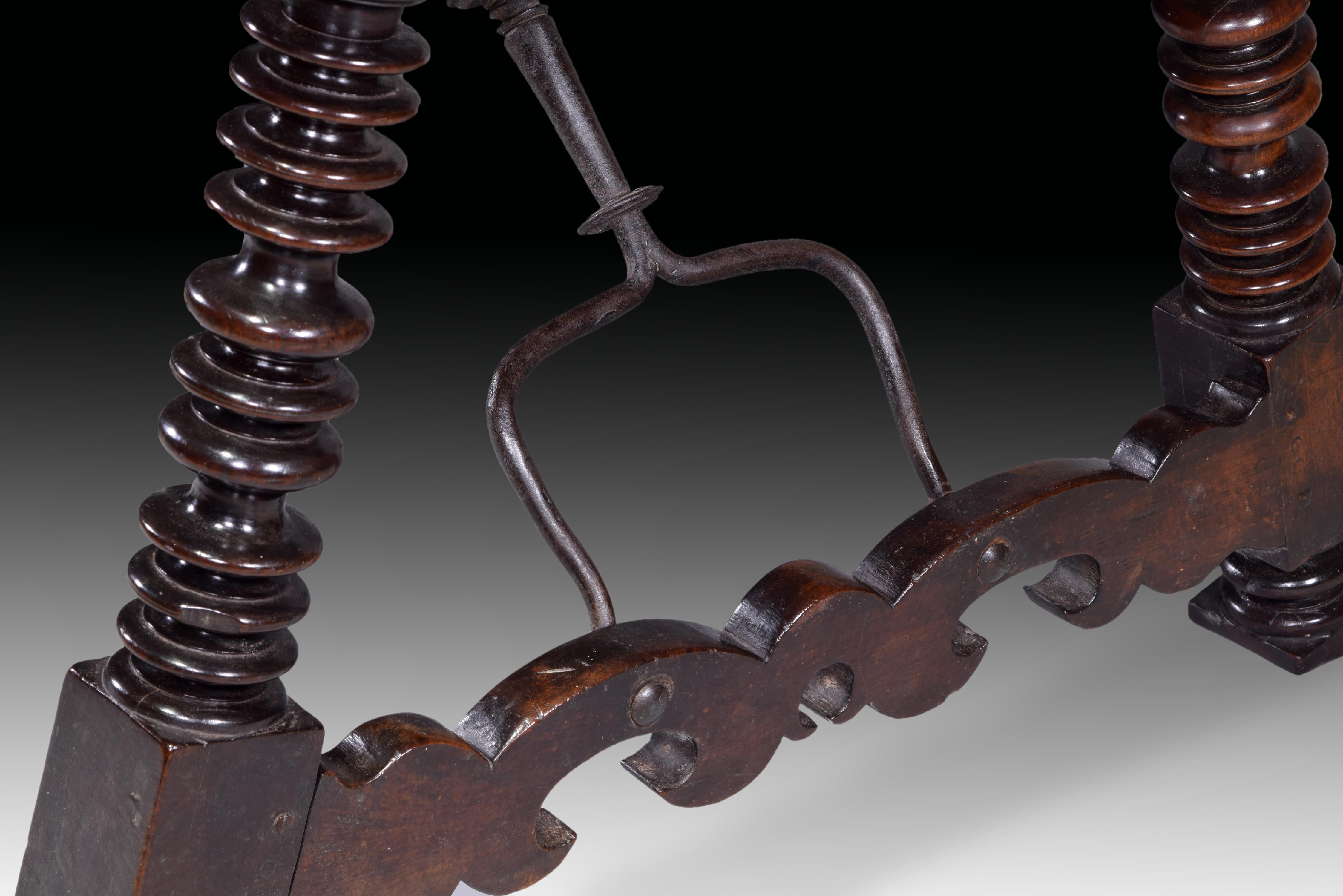 Other Table, Walnut, Wrought Iron, Spain, 17th Century For Sale