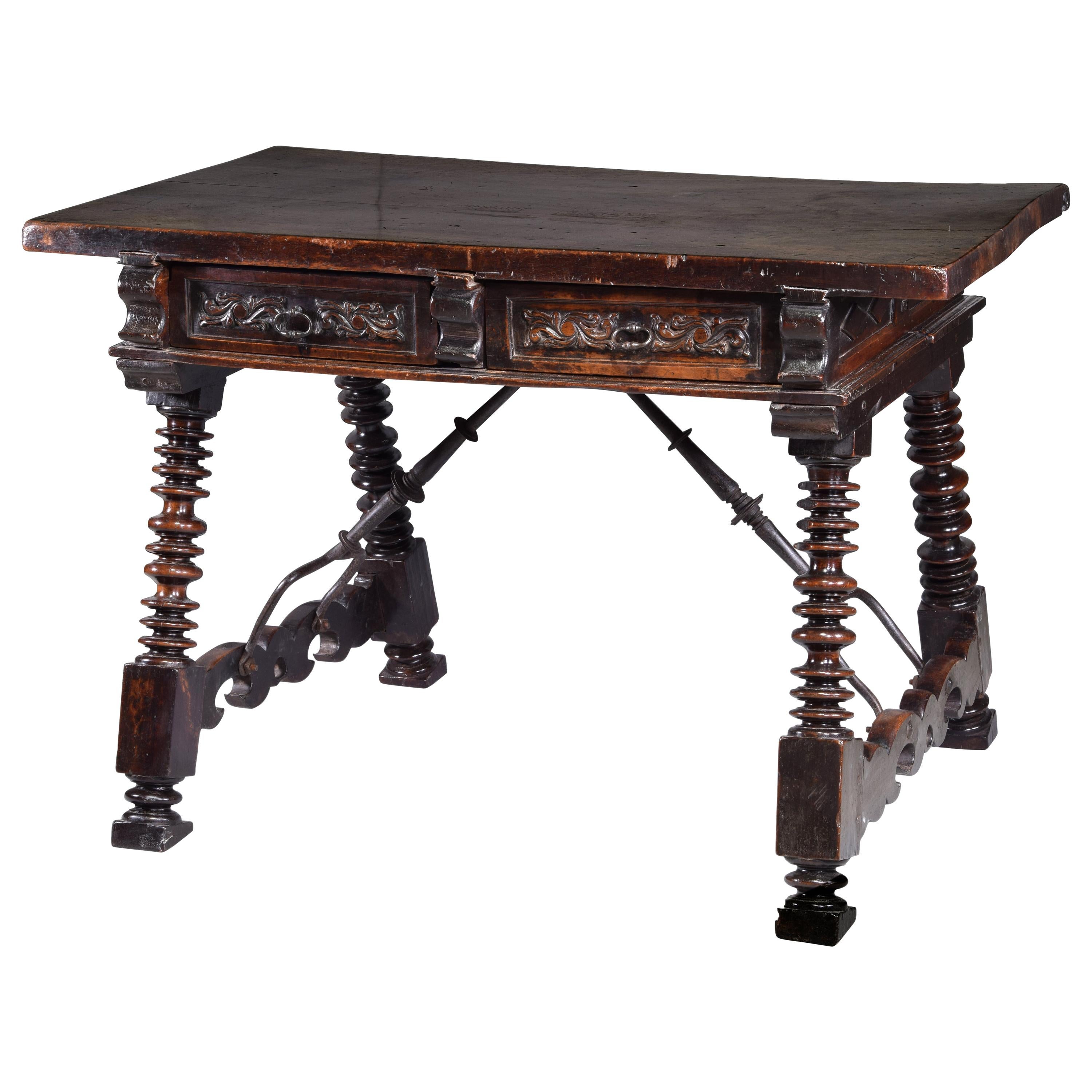 Table, Walnut, Wrought Iron, Spain, 17th Century