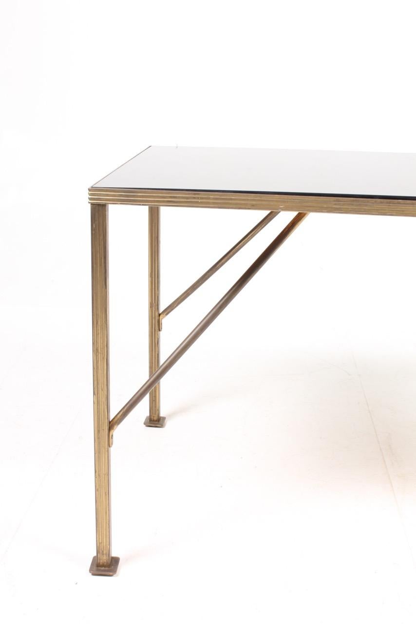 Danish Low table in Brass with Glass top by Lysberg Hansen & Terp, 1940s