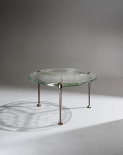 Low table in bronze and glass, Lothar Klute, 1980s