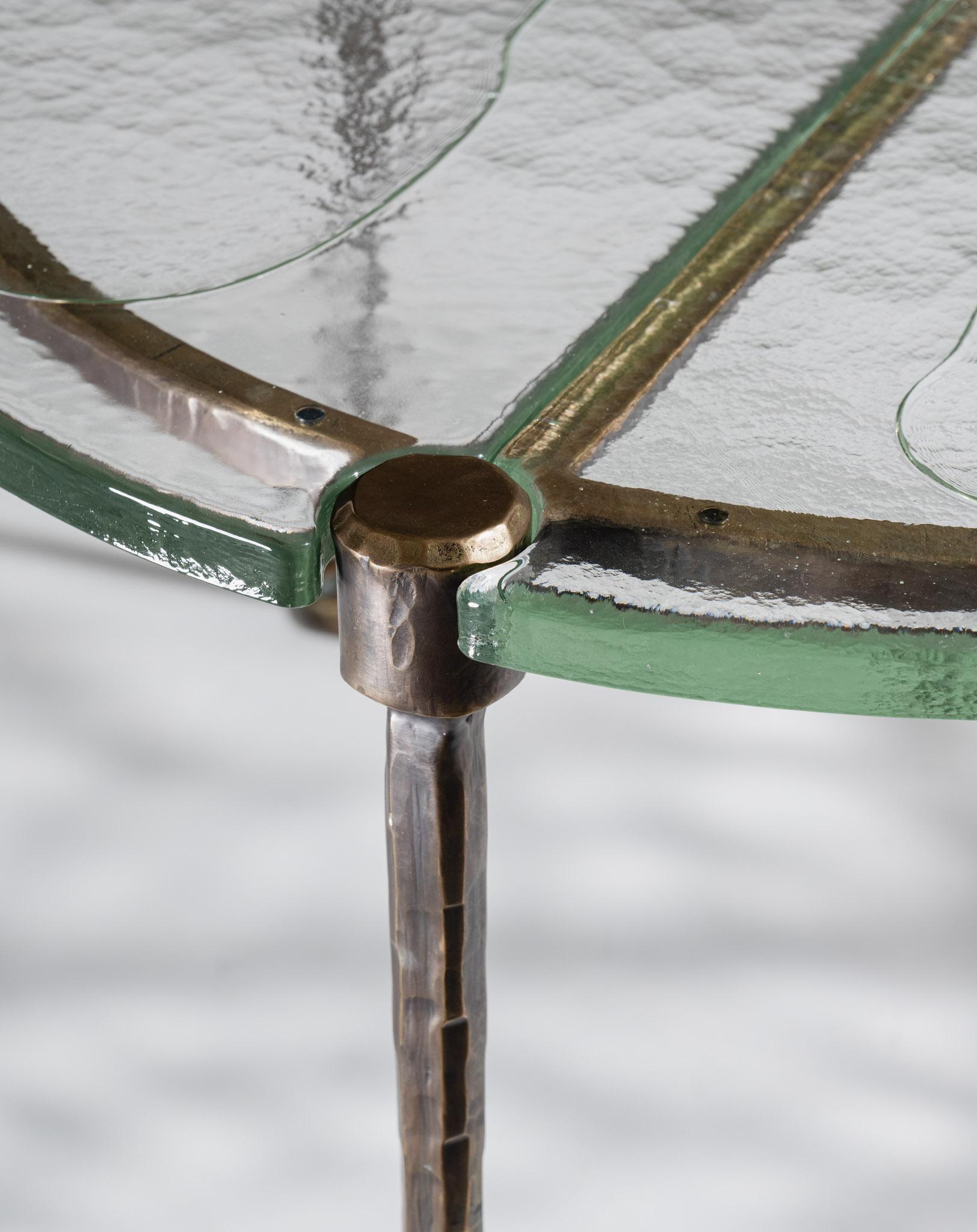 Mid-Century moderno Low table in bronze and glass, Lothar Klute, 1980s in vendita
