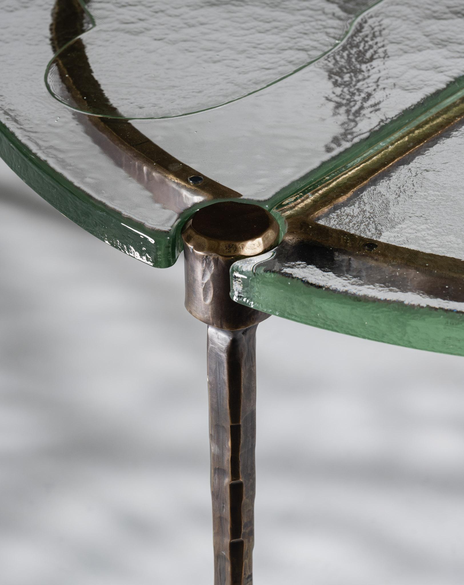 Tedesco Low table in bronze and glass, Lothar Klute, 1980s in vendita