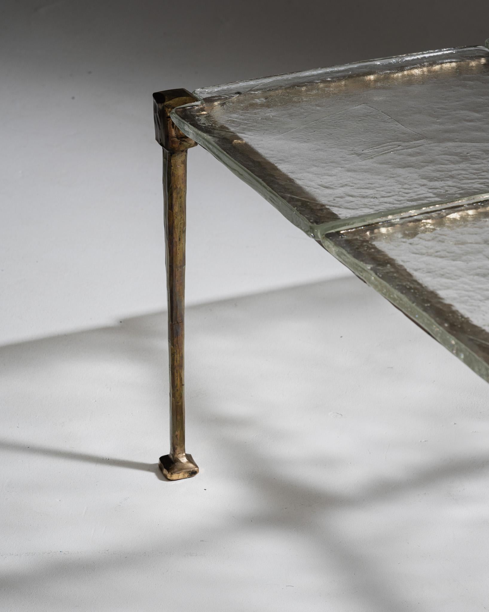 Late 20th Century Low table in bronze and glass, Lothar Klute, 1980s For Sale