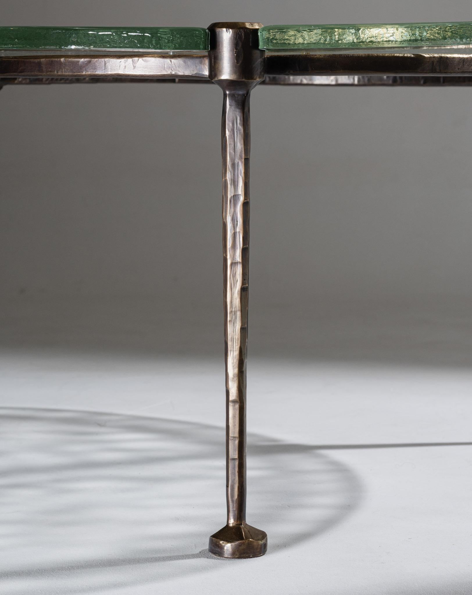 Fine XX secolo Low table in bronze and glass, Lothar Klute, 1980s in vendita