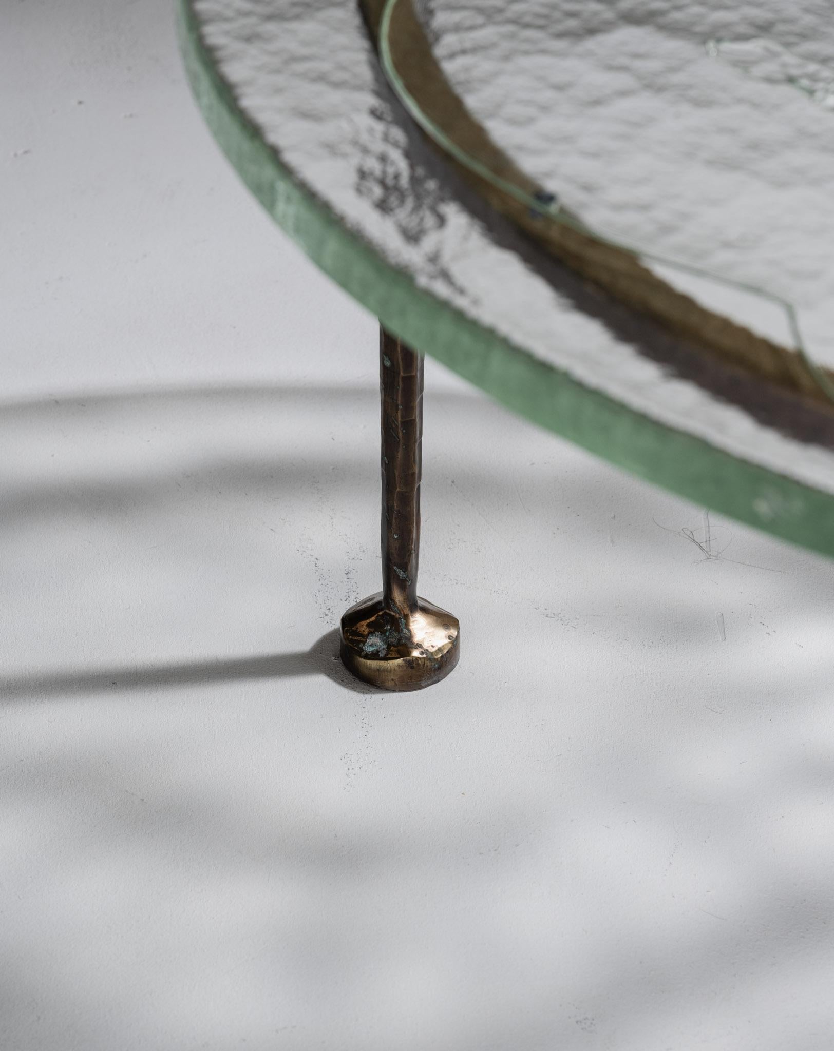 Ottone Low table in bronze and glass, Lothar Klute, 1980s in vendita