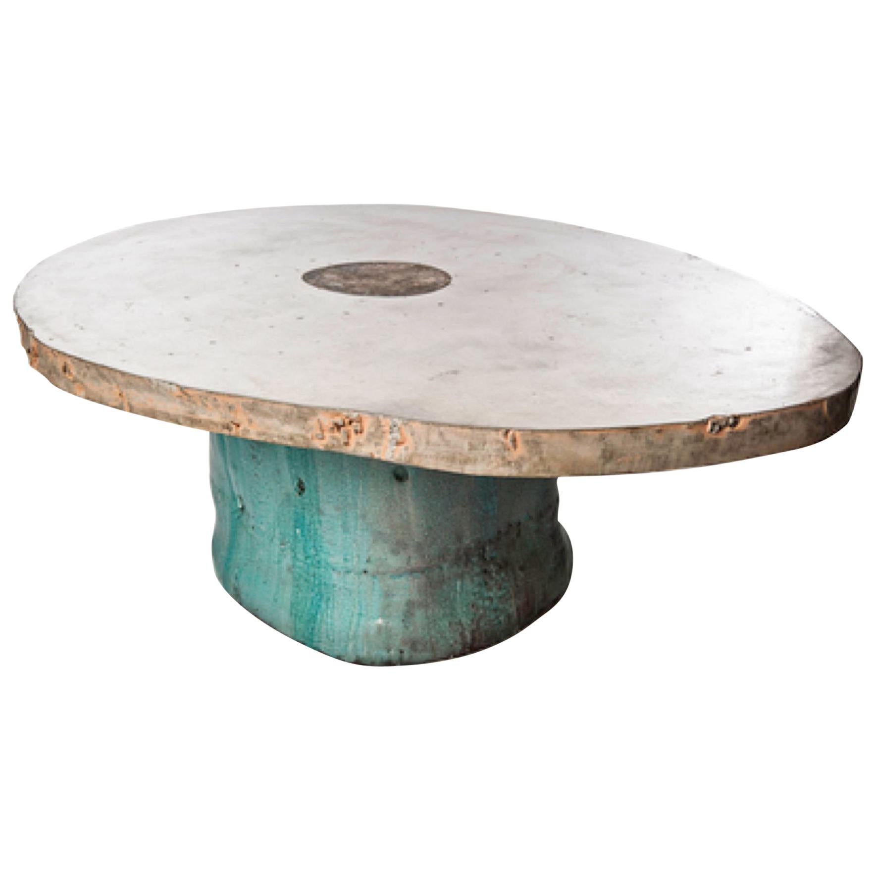 Low Table in Ceramic with Concrete Top by Hun-Chung Lee For Sale