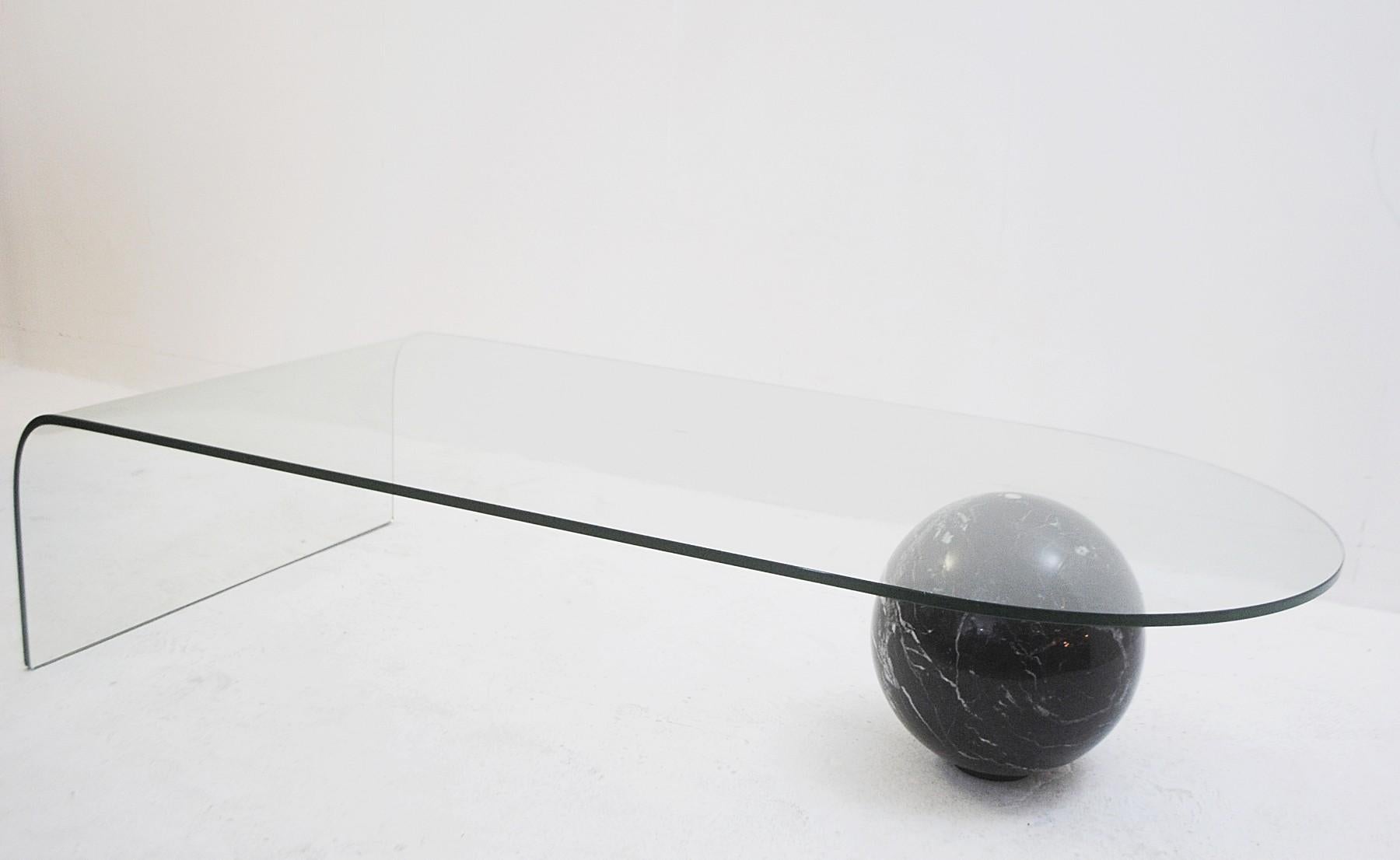 Late 20th Century Low Table in Glass and Marble, circa 1980s