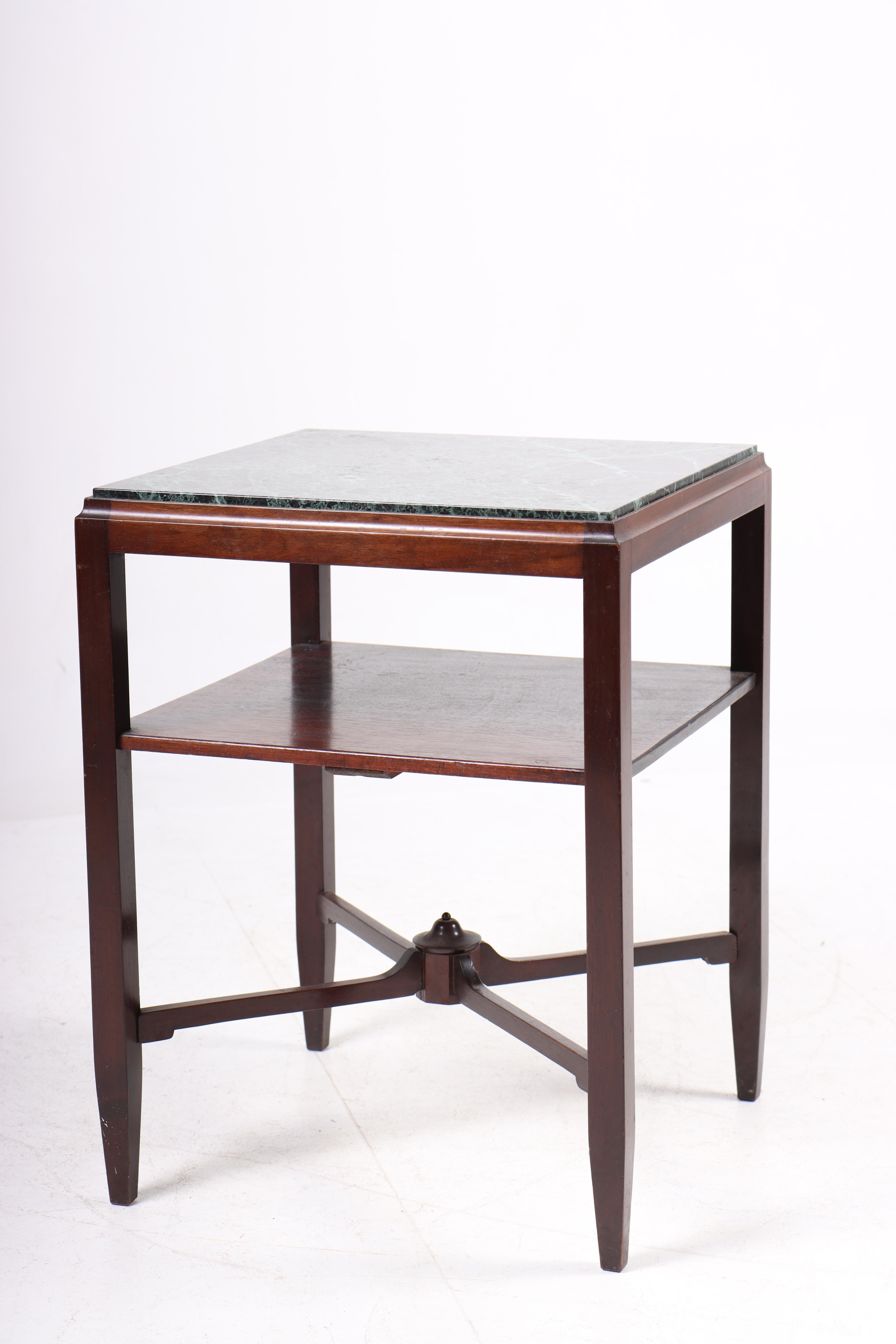 Low Table in Mahogany and Marble, Made in Denmark, 1930s For Sale 2