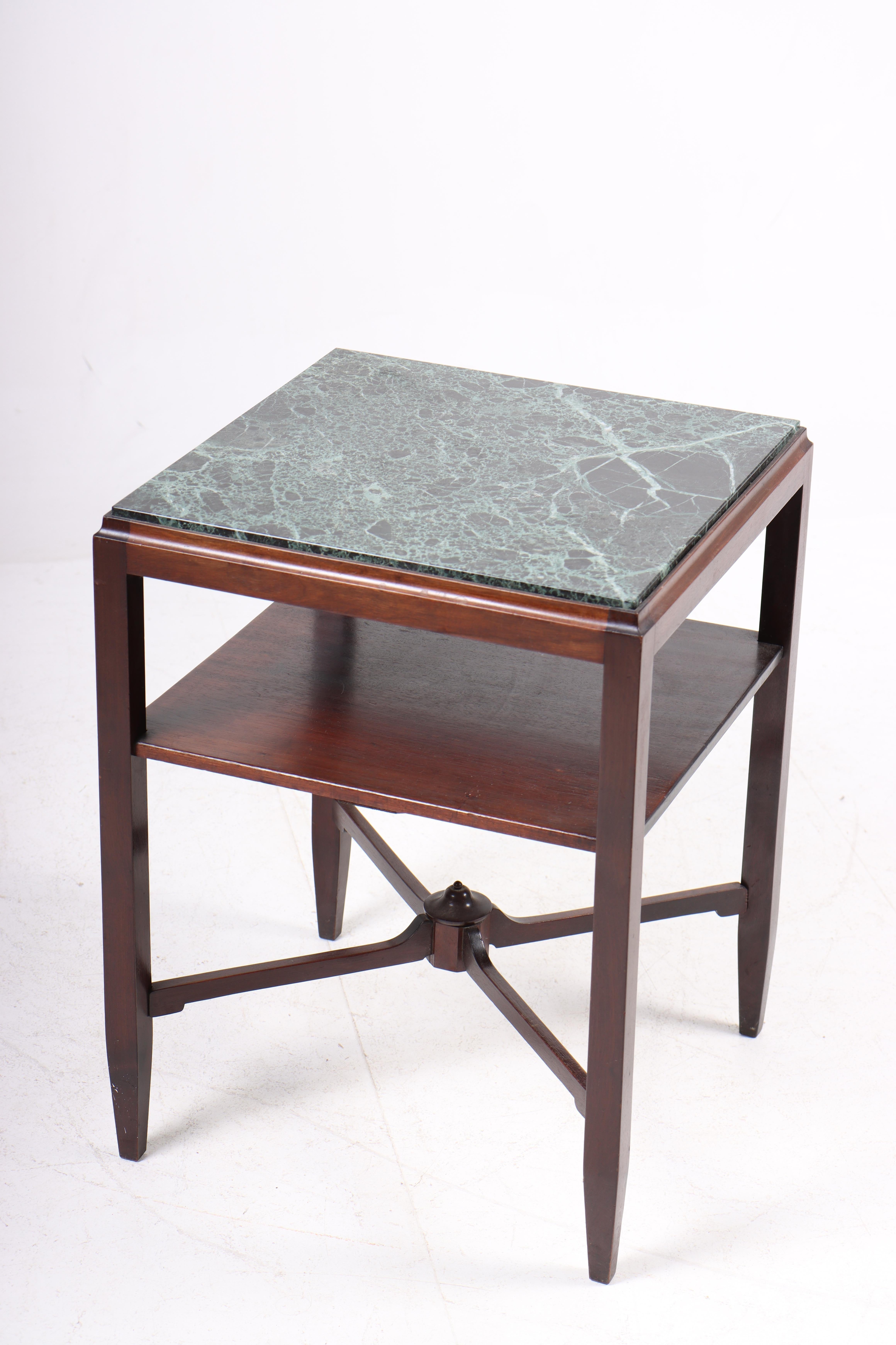 Low Table in Mahogany and Marble, Made in Denmark, 1930s For Sale 3