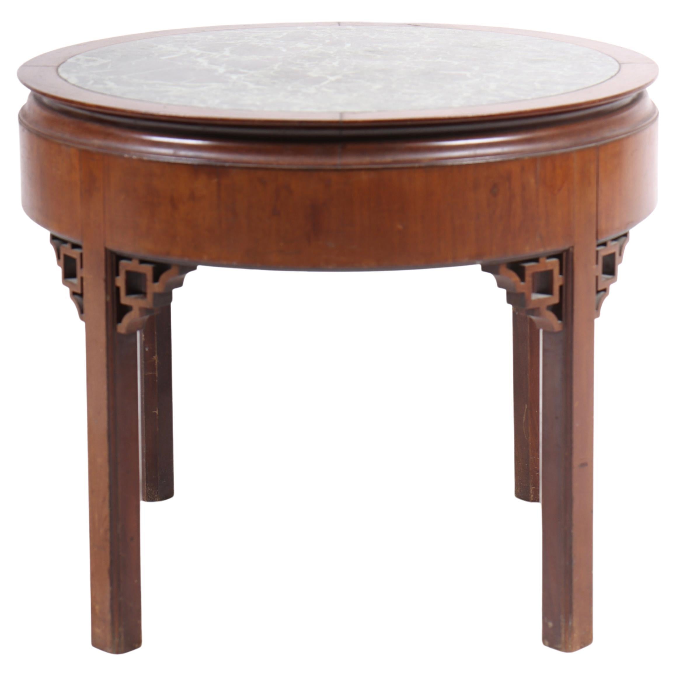 Low Table in Mahogany and Marble, Made in Denmark 1930s For Sale