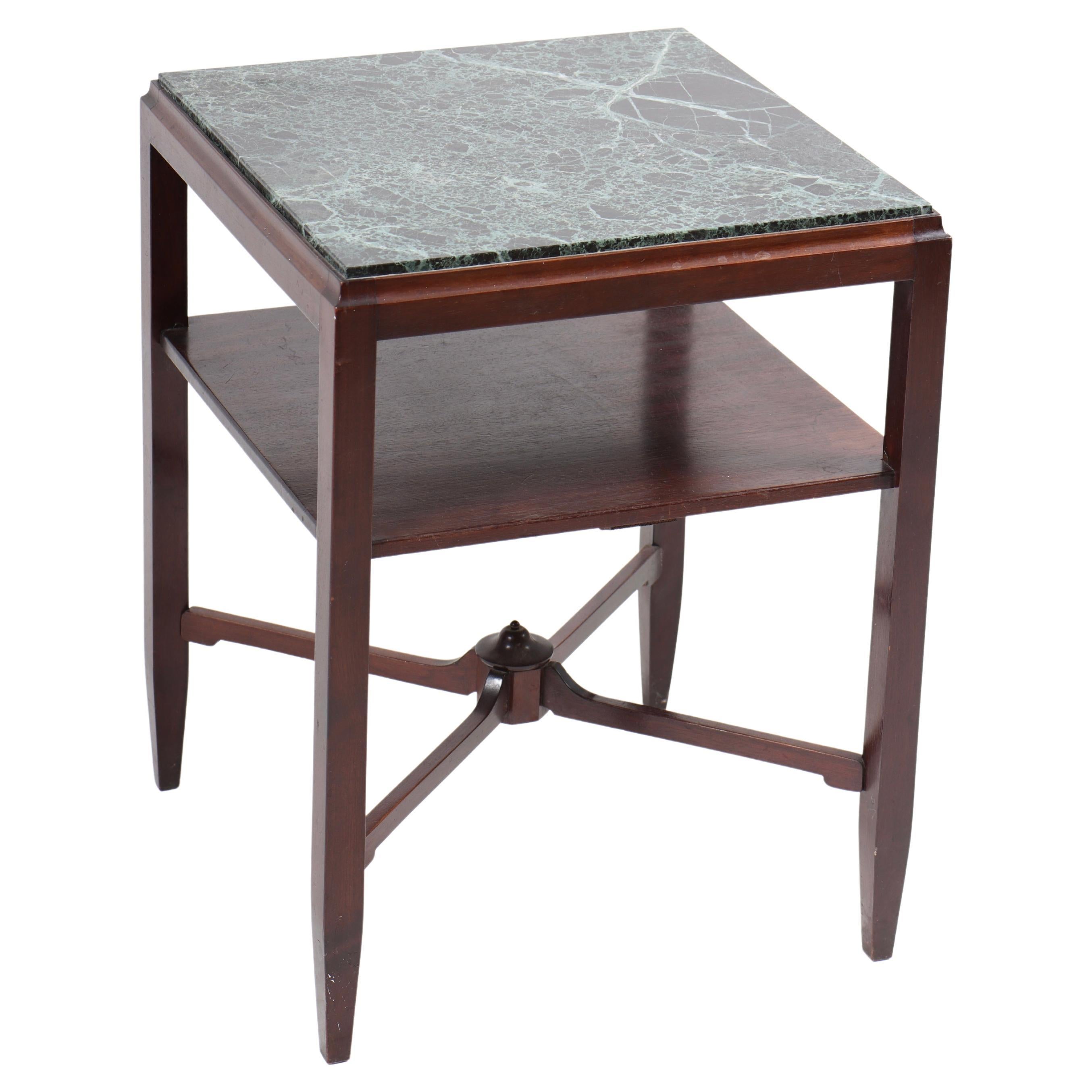 Low Table in Mahogany and Marble, Made in Denmark, 1930s