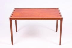 Low Table in Mahogany and Patinated Leather, Danish Cabinetmaker 1950s