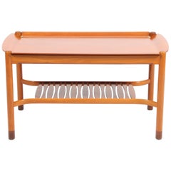 Low Table in Mahogany with Brass Details by Swedish Nordiska Kompaniet