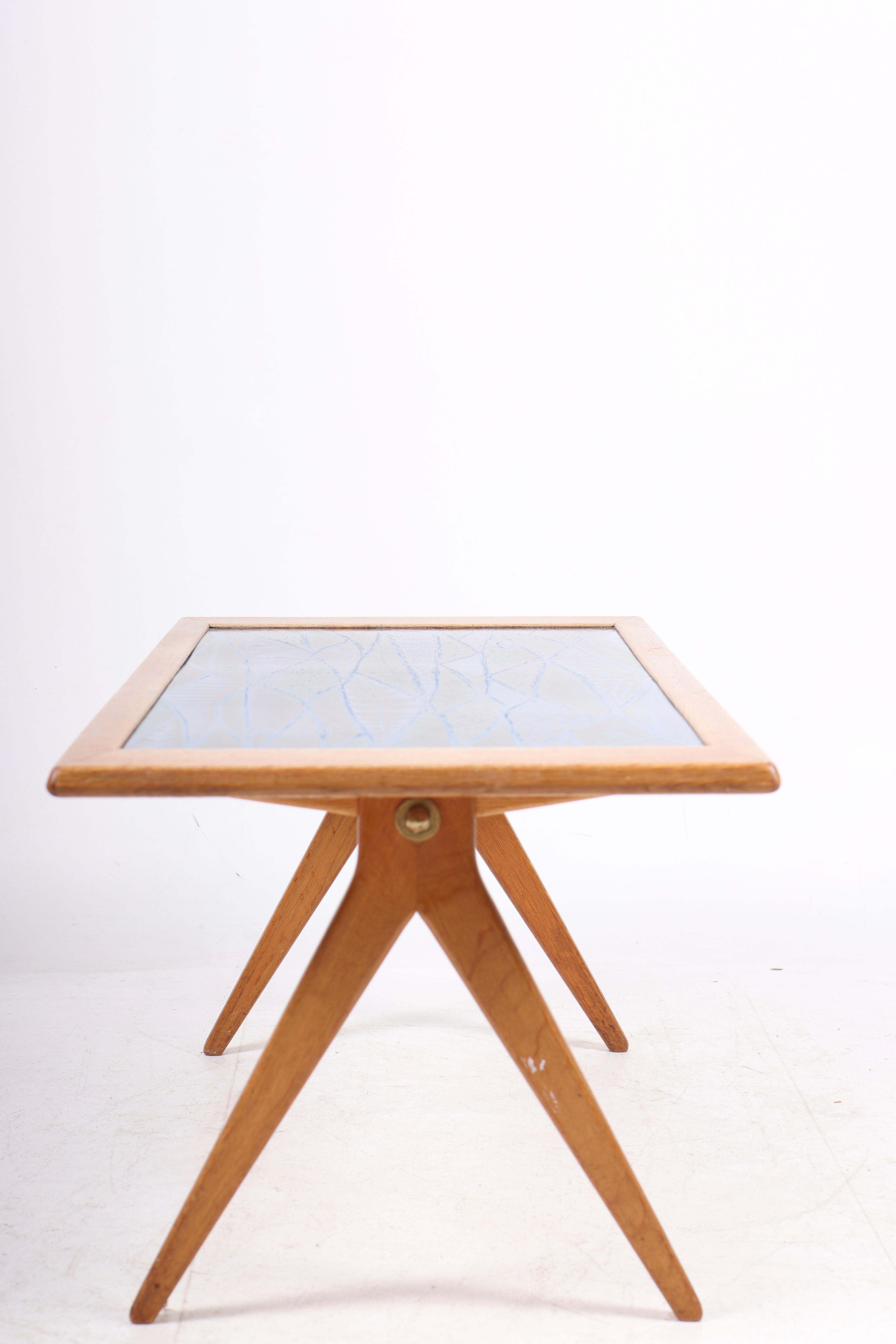Low Table in Oak and Enamel by Stig Lindberg, 1950s In Good Condition In Lejre, DK