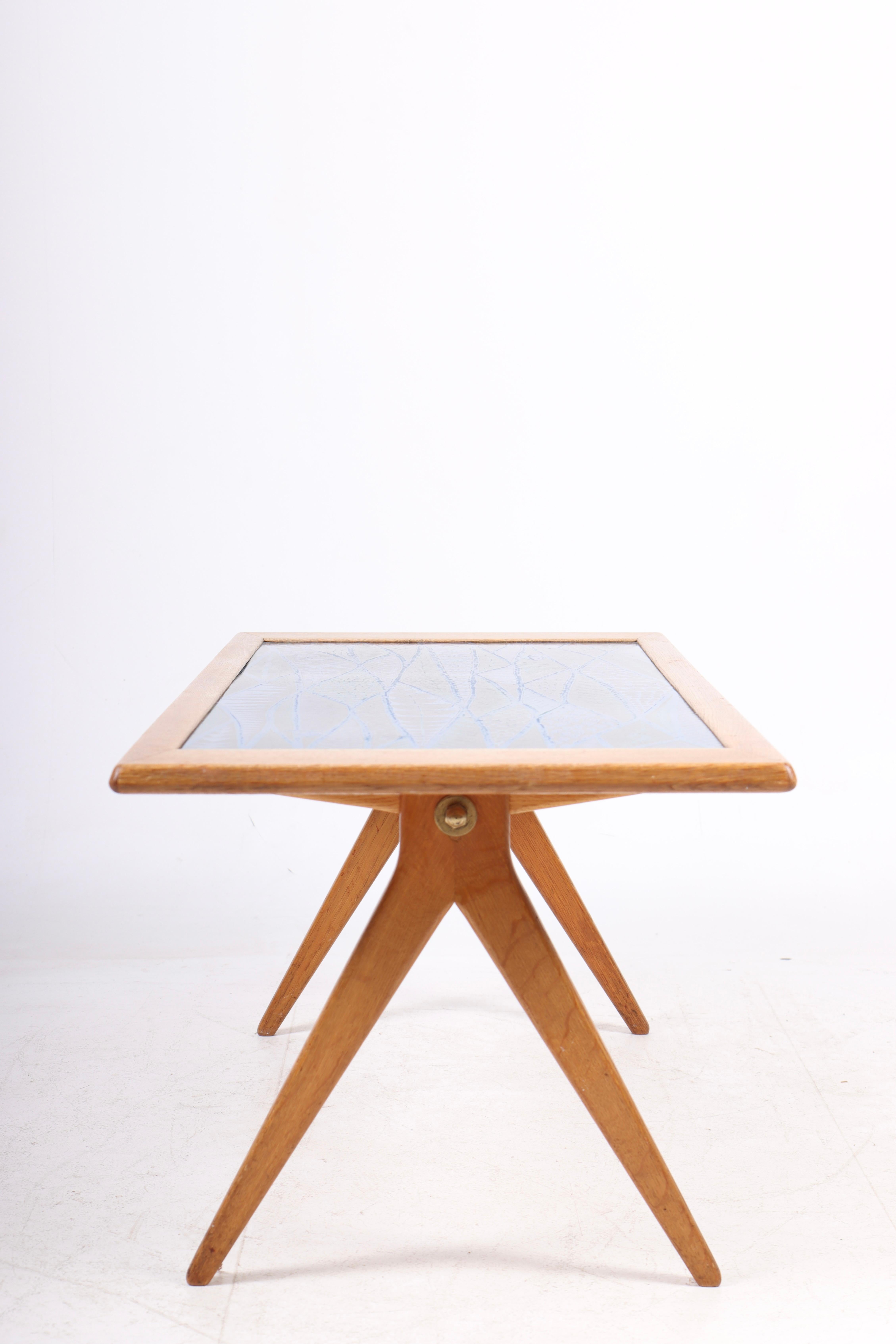 Mid-20th Century Low Table in Oak and Enamel by Stig Lindberg, 1950s