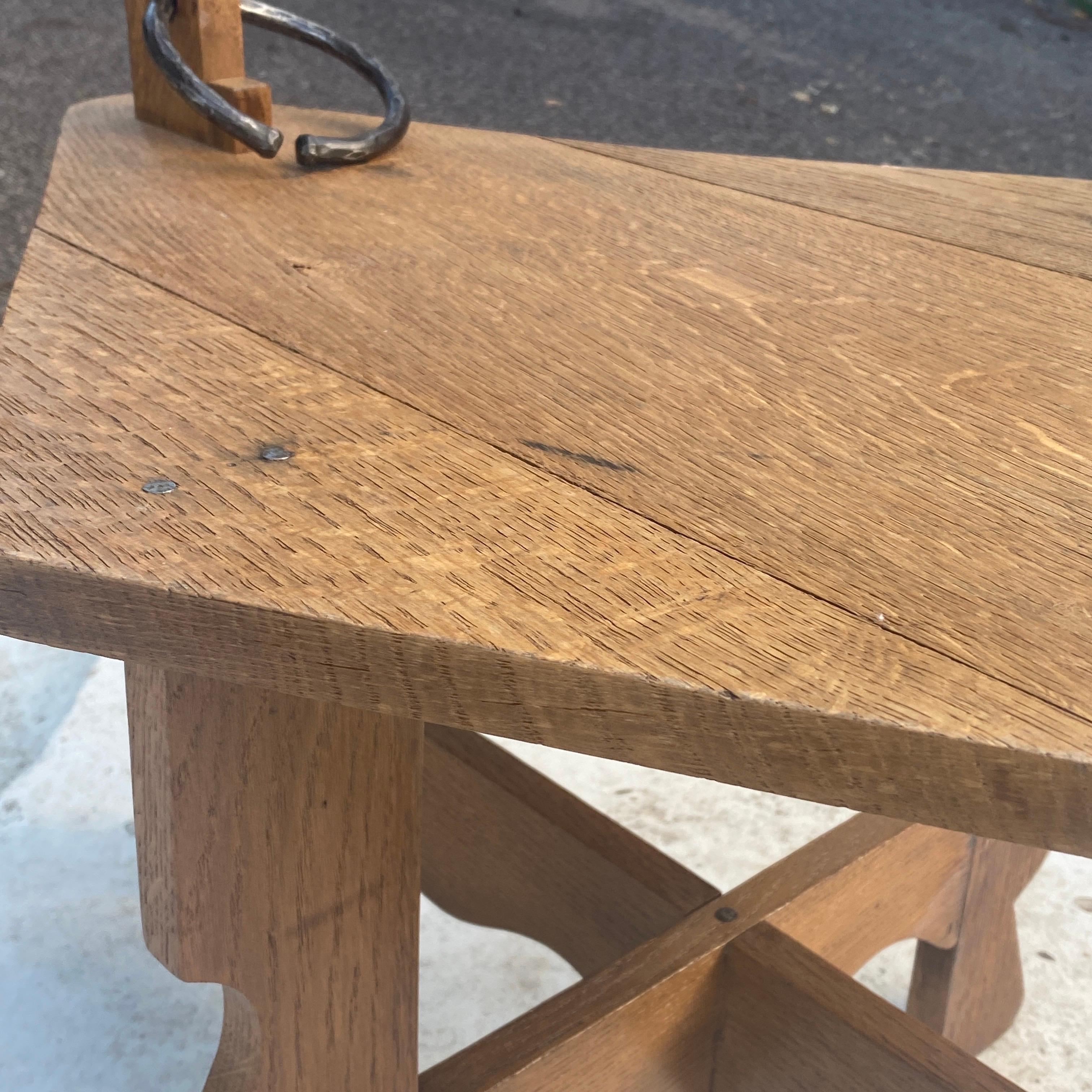 Mid-Century Modern Low Table in Oak, Beige Color, Made in France, Around 1960, Made by an Artisan For Sale