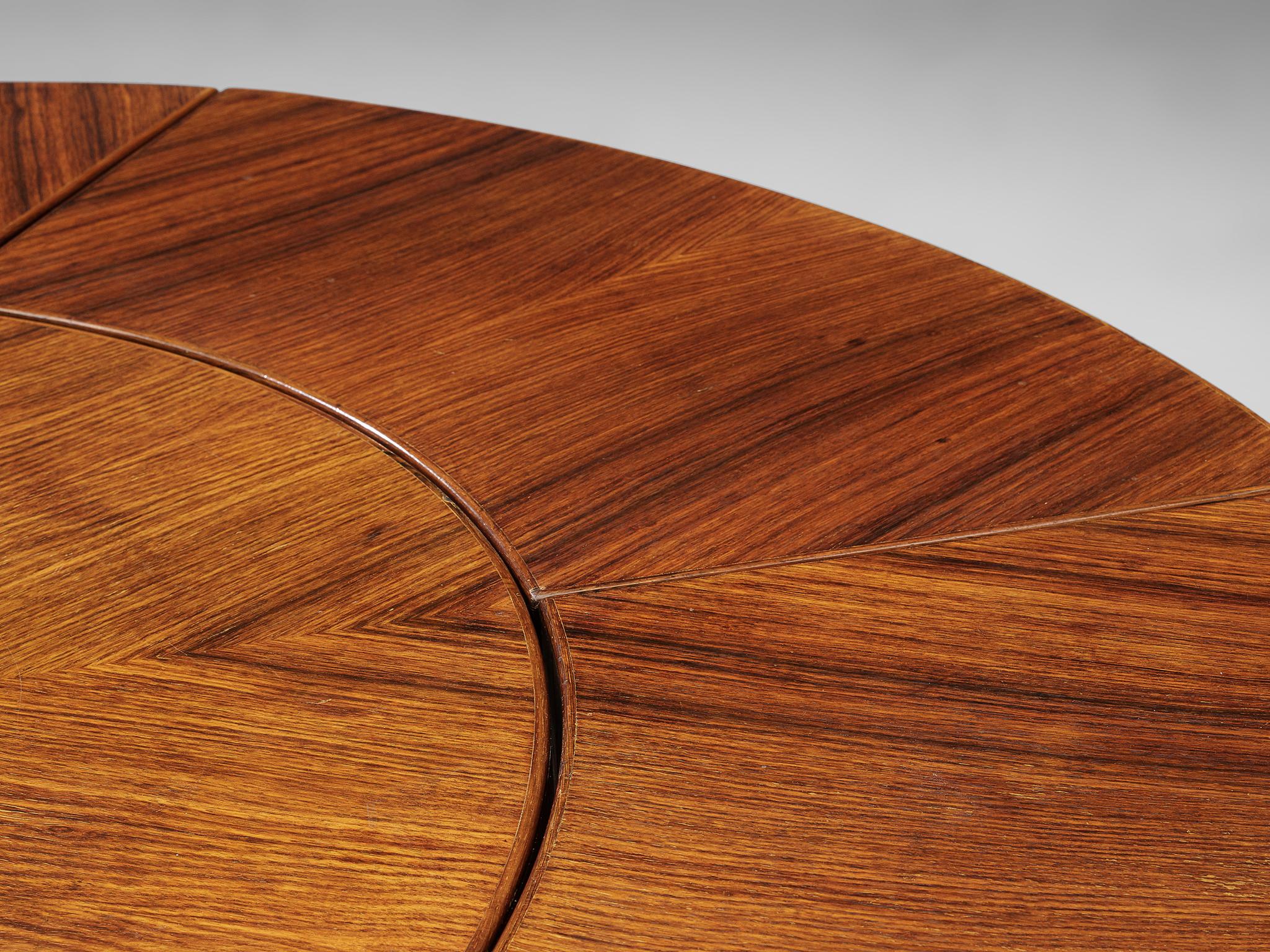 Round Walnut Coffee Table in Parts, circa 1970 1