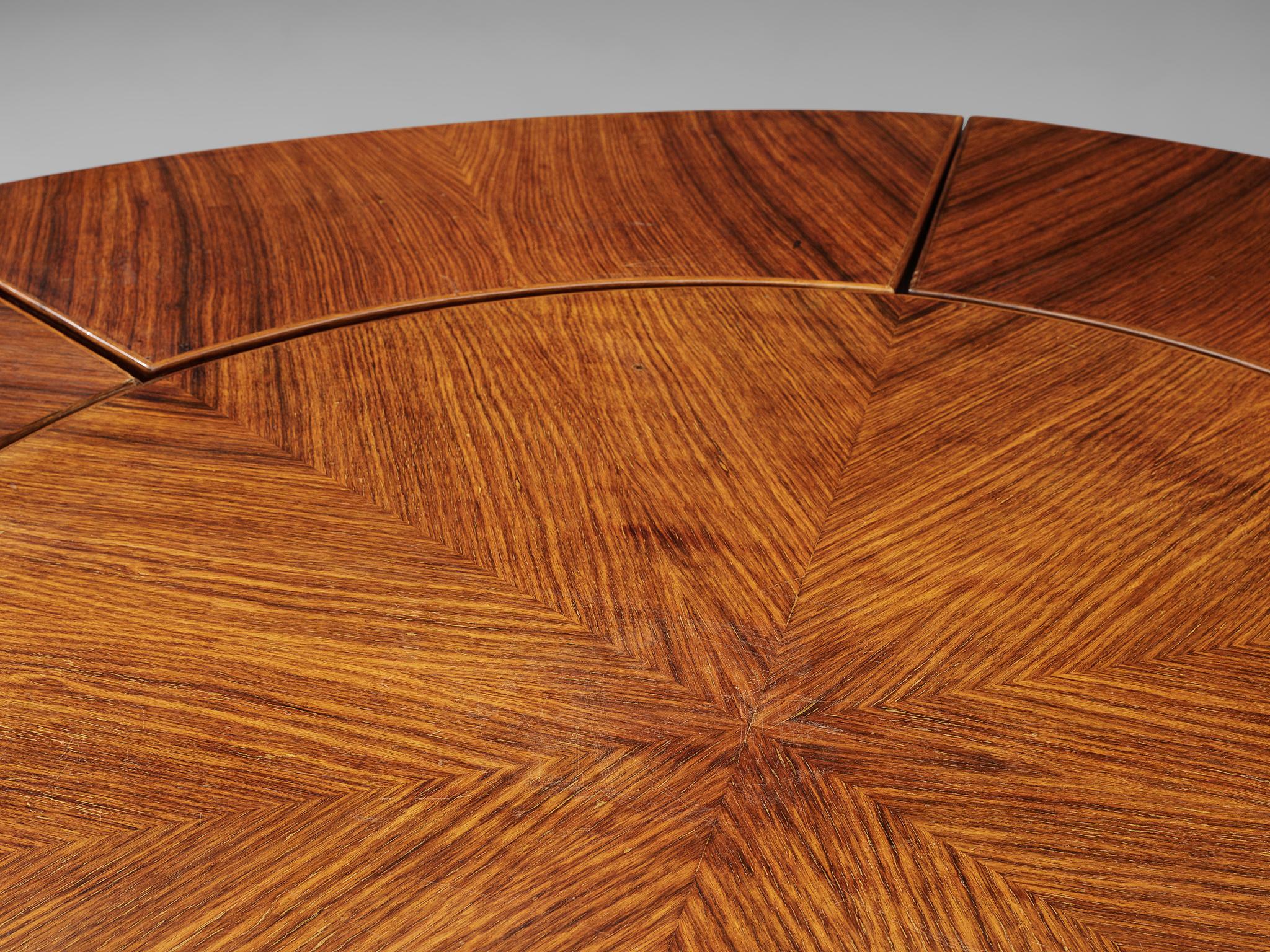 Round Walnut Coffee Table in Parts, circa 1970 2