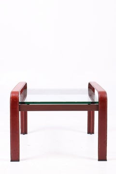 Table basse en cuir patiné de Matteo Grassi, 1970