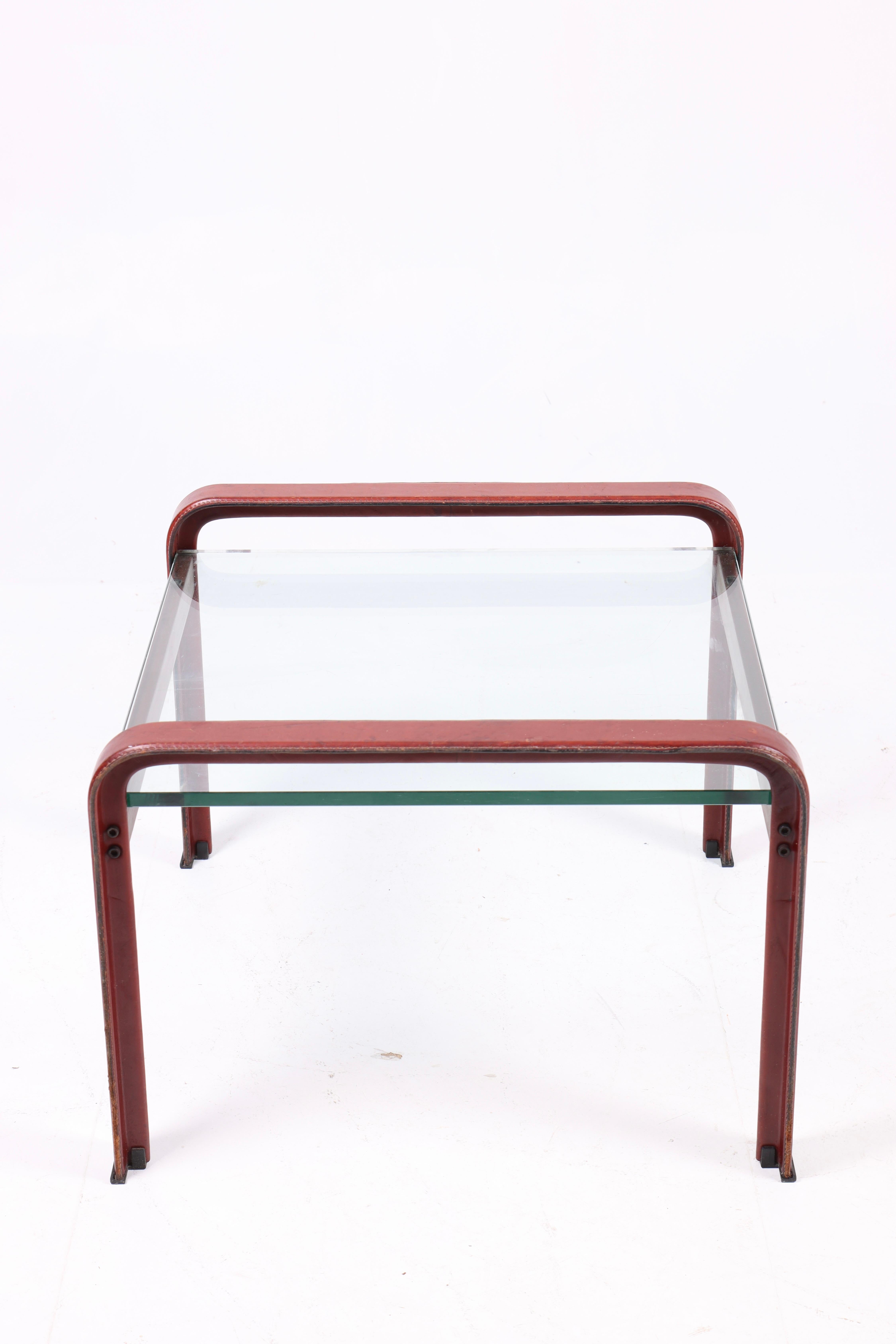 Low Table in Patinated Leather by Matteo Grassi, 1970s In Good Condition For Sale In Lejre, DK