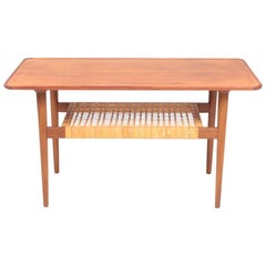 Low Table in Teak and Cane Danish Modern, 1950s