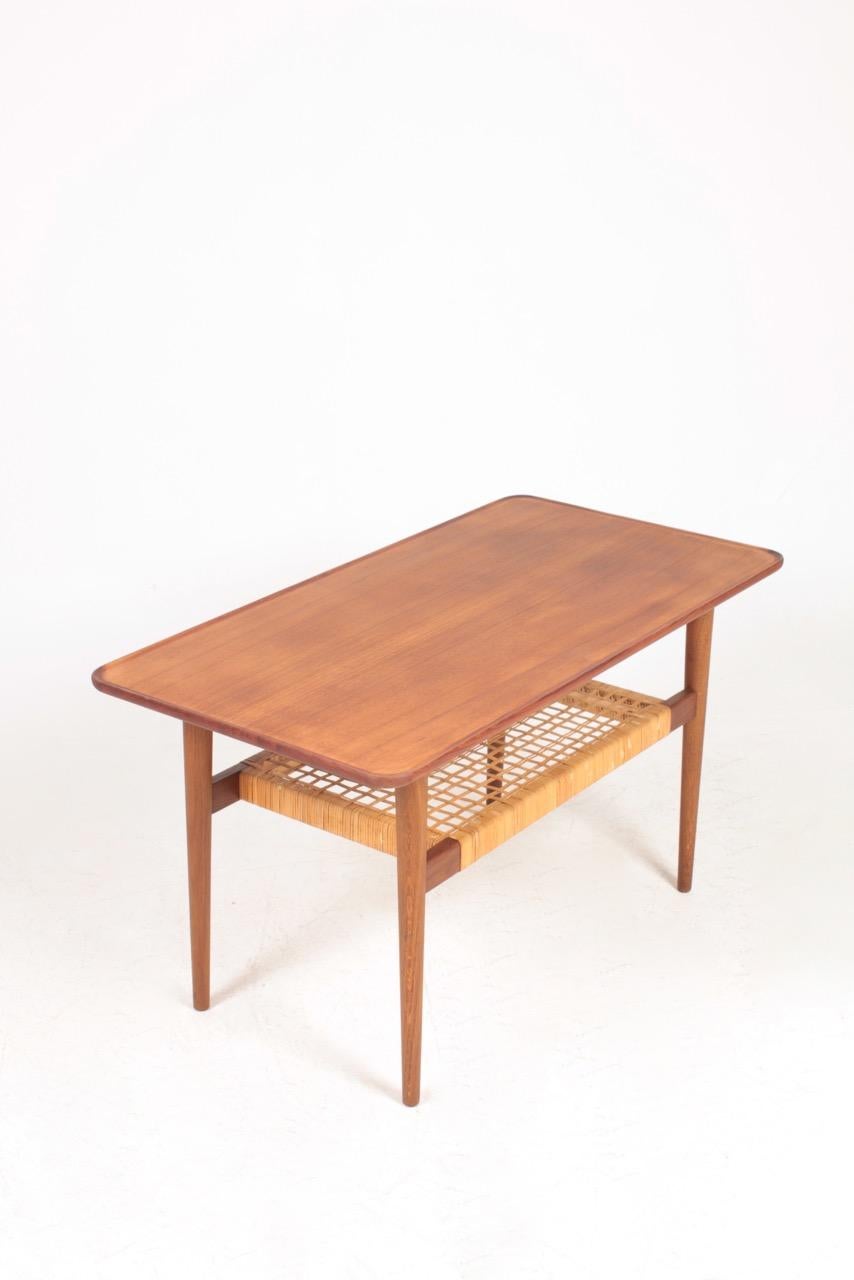 Low Table in Teak and Cane Danish Modern, 1950s 1
