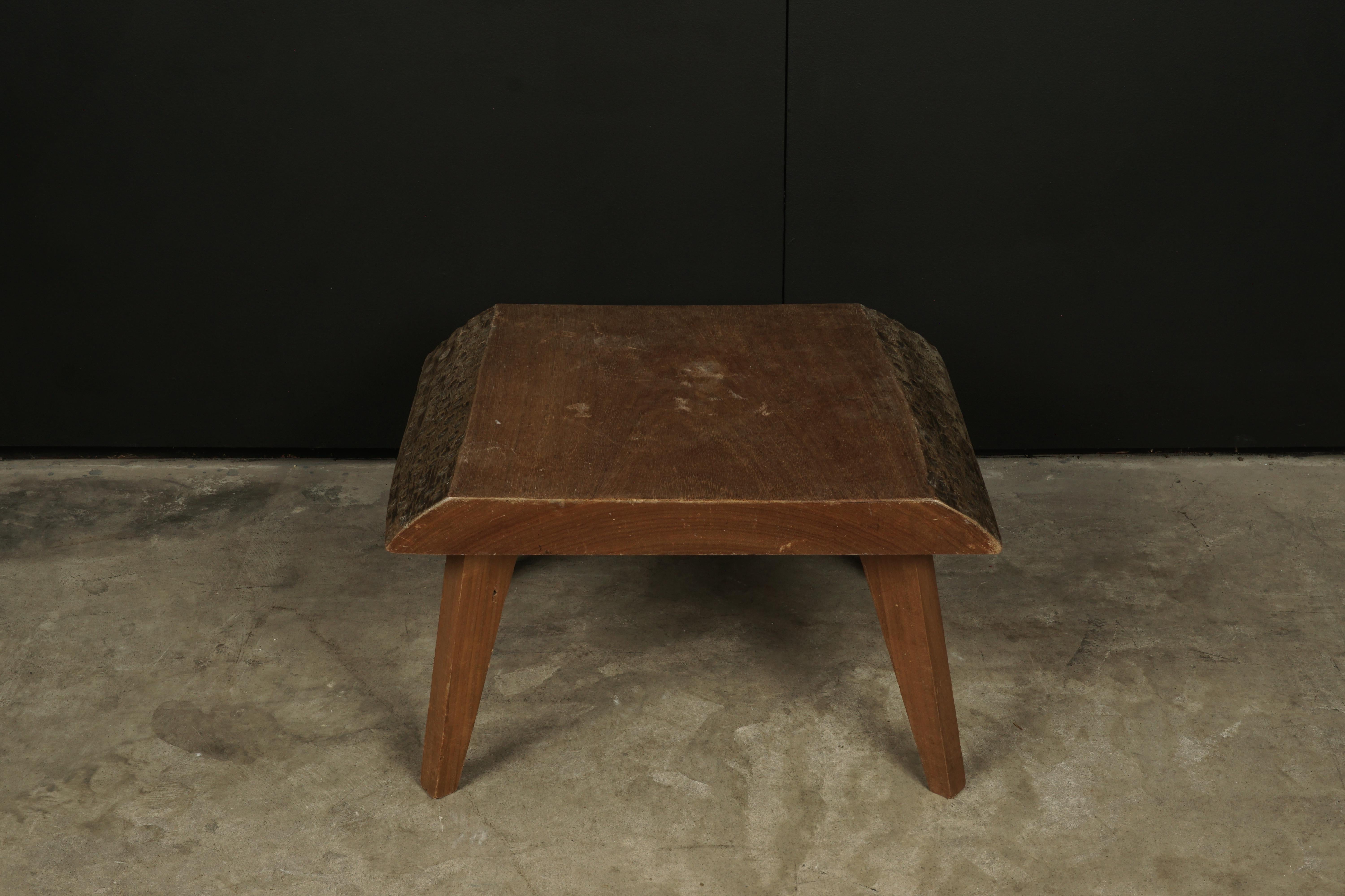 Low table in the style of Atelier Marolles, France, 1960s. Solid elm construction with light wear and patina.