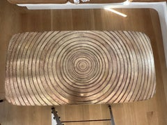 Coffee table texturized bronze "goutte d'eau" top XXL size France 1970