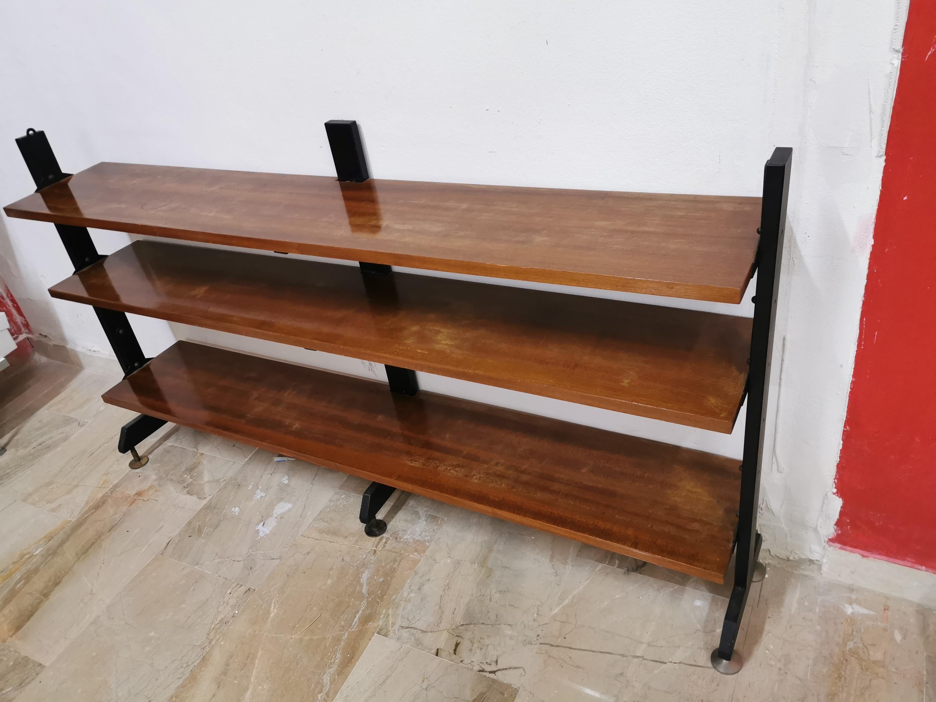 Low Teak Scandinavian Style Bookcase, 1960s For Sale 2