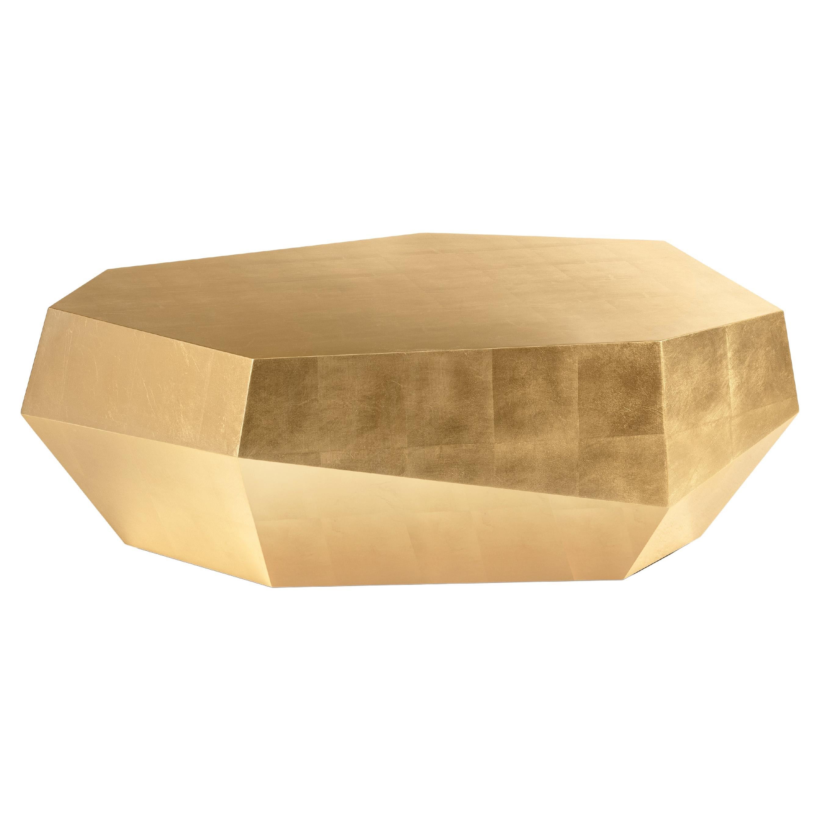 Low Three Rocks Gold Leaf Coffee Table by InsidherLand For Sale
