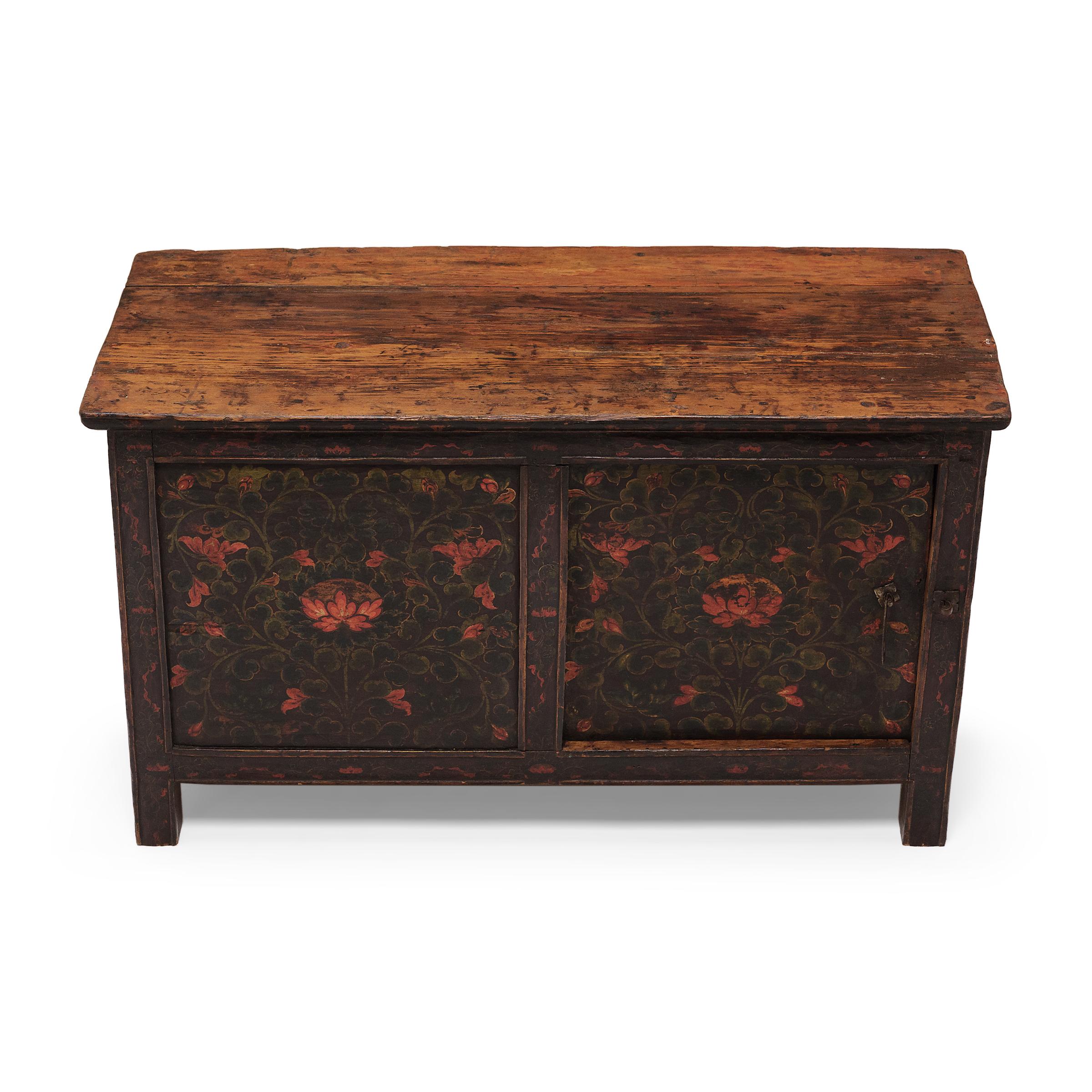 Low Tibetan Floral Chest, c. 1900 1