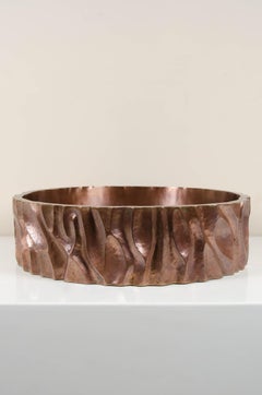 Low Tree Trunk Cachepot, Antique Copper by Robert Kuo, Limited Edition