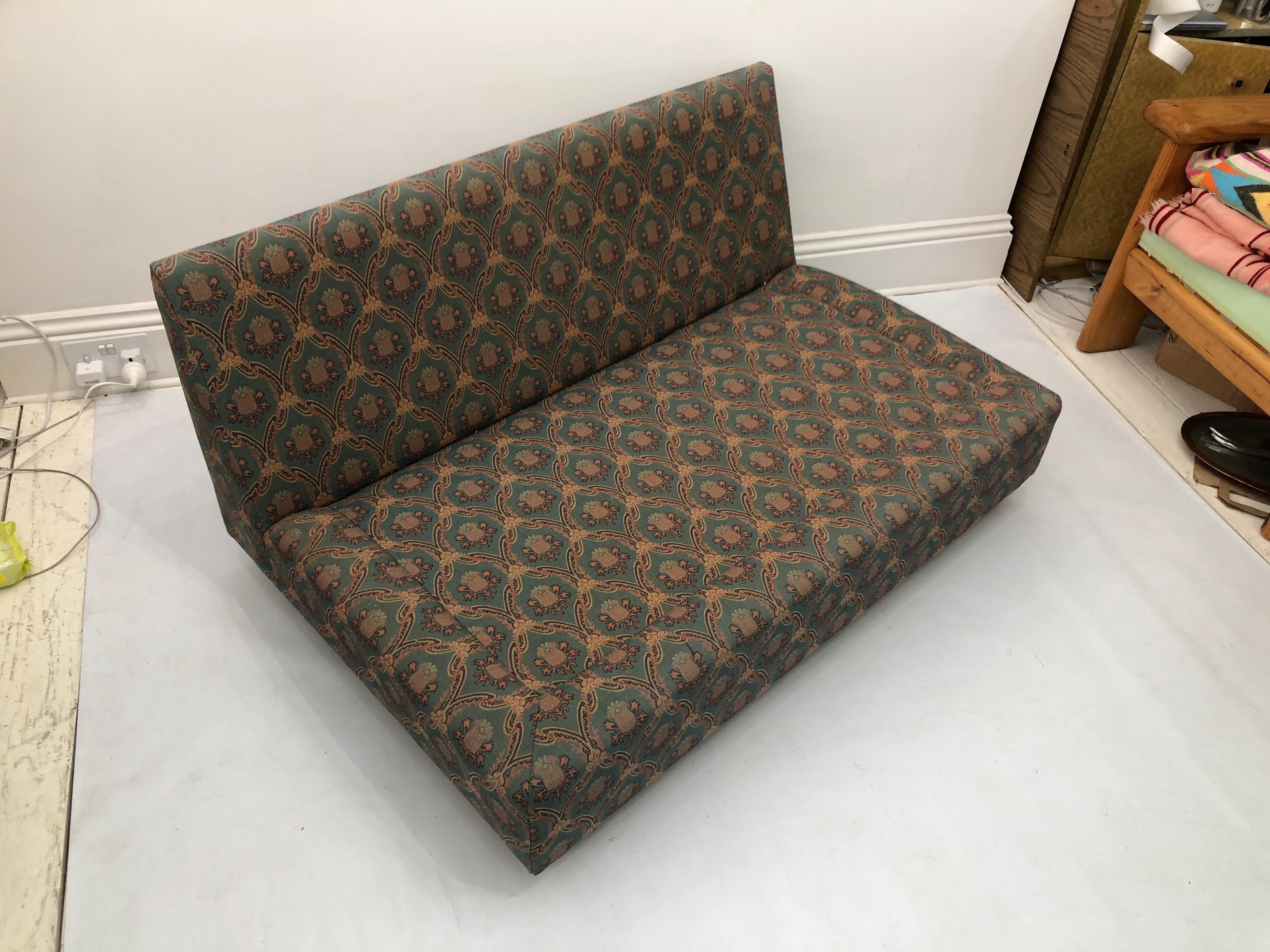 Low Tuxedo Two Seater Sofa on Wheels Mid Century Modern Settee 1960s Multicolour For Sale 5