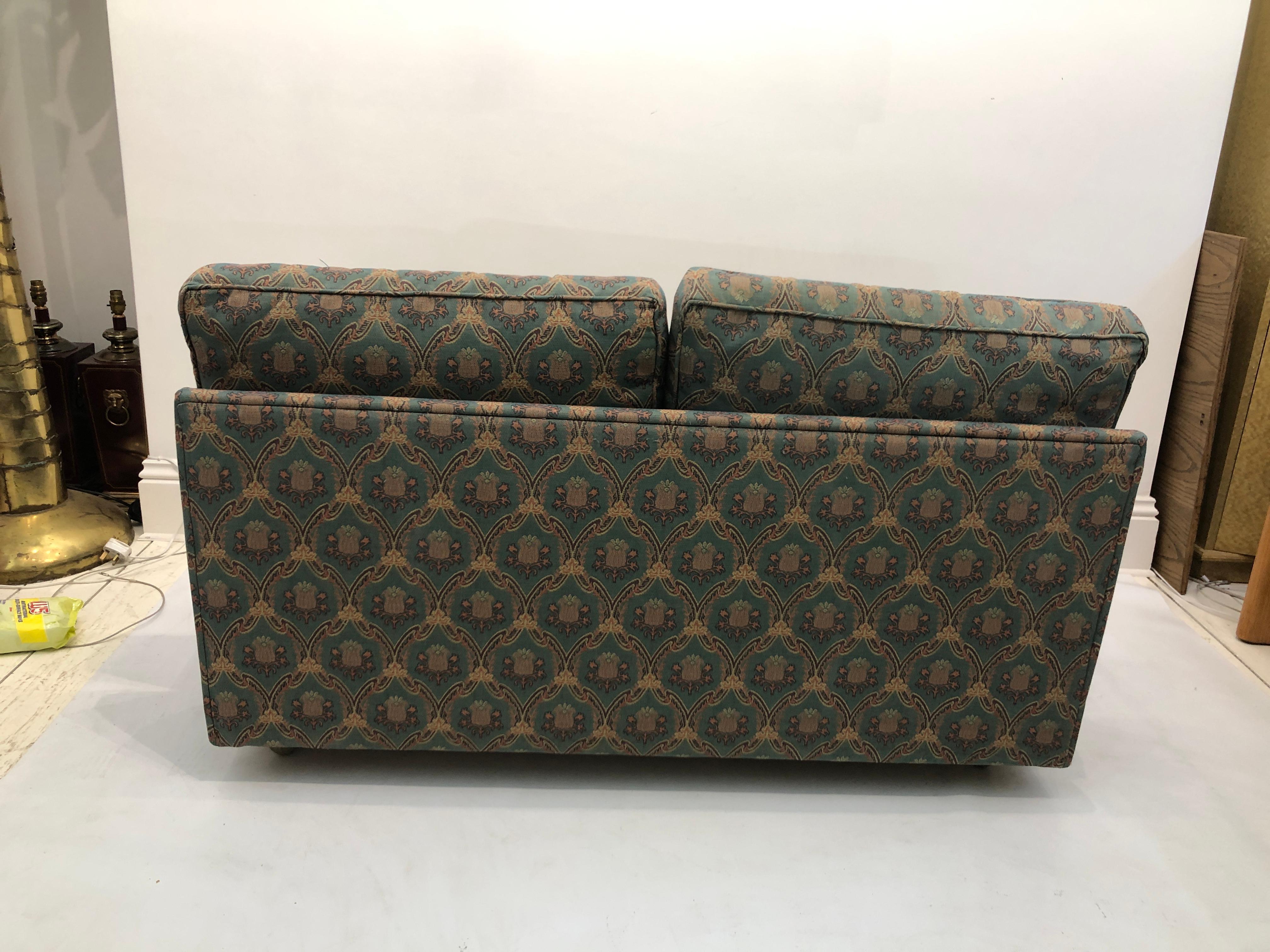 Low Tuxedo Two Seater Sofa on Wheels Mid Century Modern Settee 1960s Multicolour For Sale 10