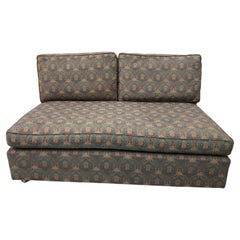 Used Low Tuxedo Two Seater Sofa on Wheels Mid Century Modern Settee 1960s Multicolour