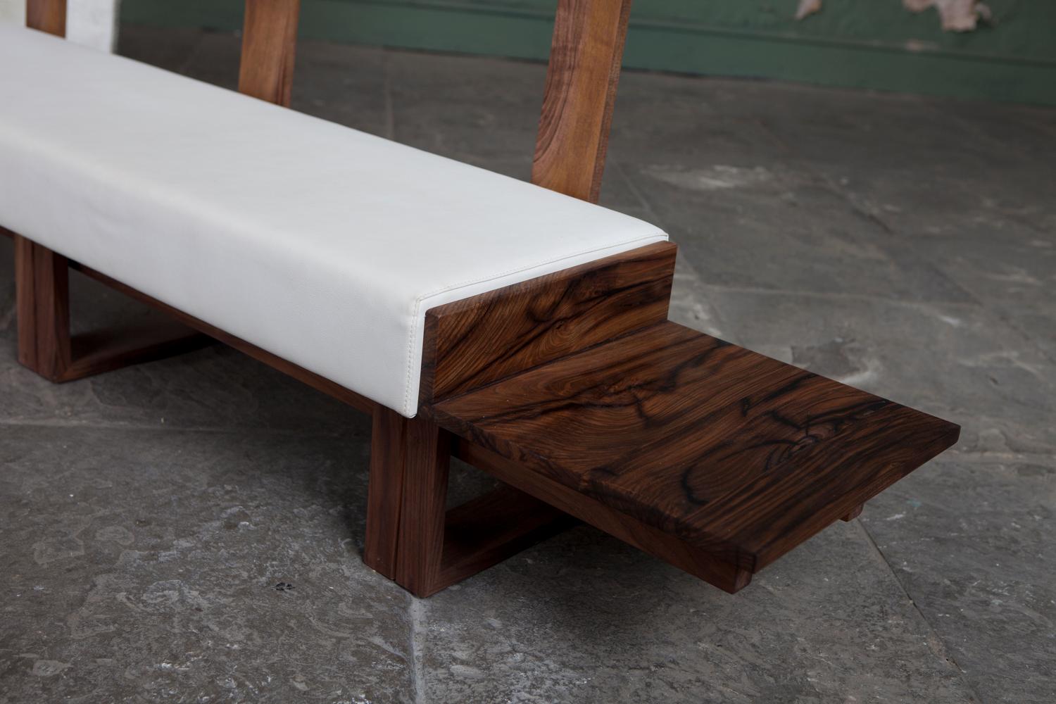 Modern Low Upholstered Bench of American and English Walnut by Jonathan Field. Unique