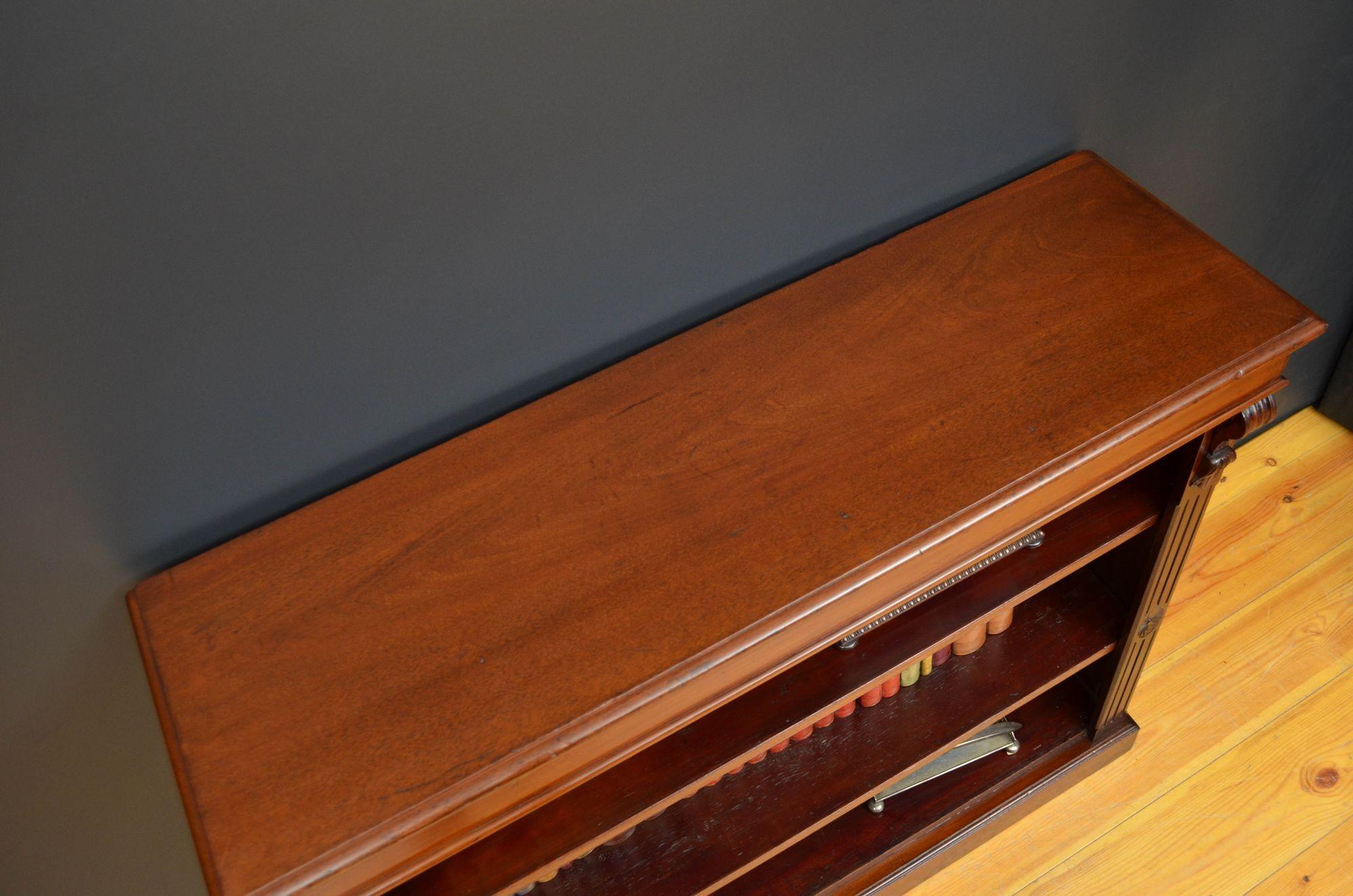 Low Victorian Mahogany Open Bookcase 5