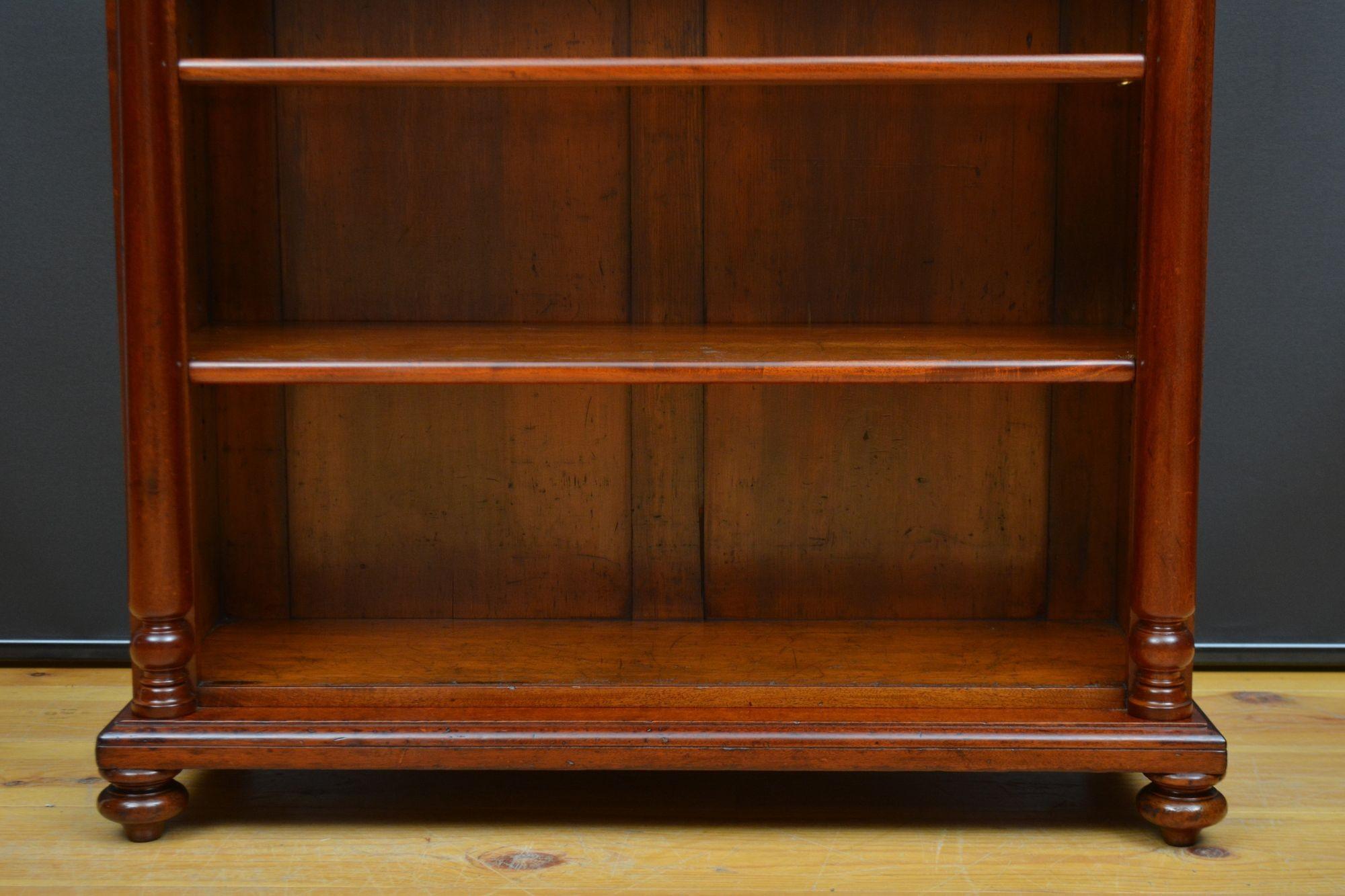 Low Victorian Mahogany Open Bookcase 5