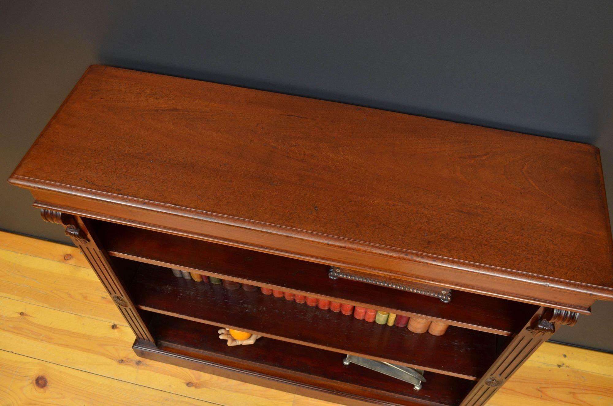 Low Victorian Mahogany Open Bookcase 6