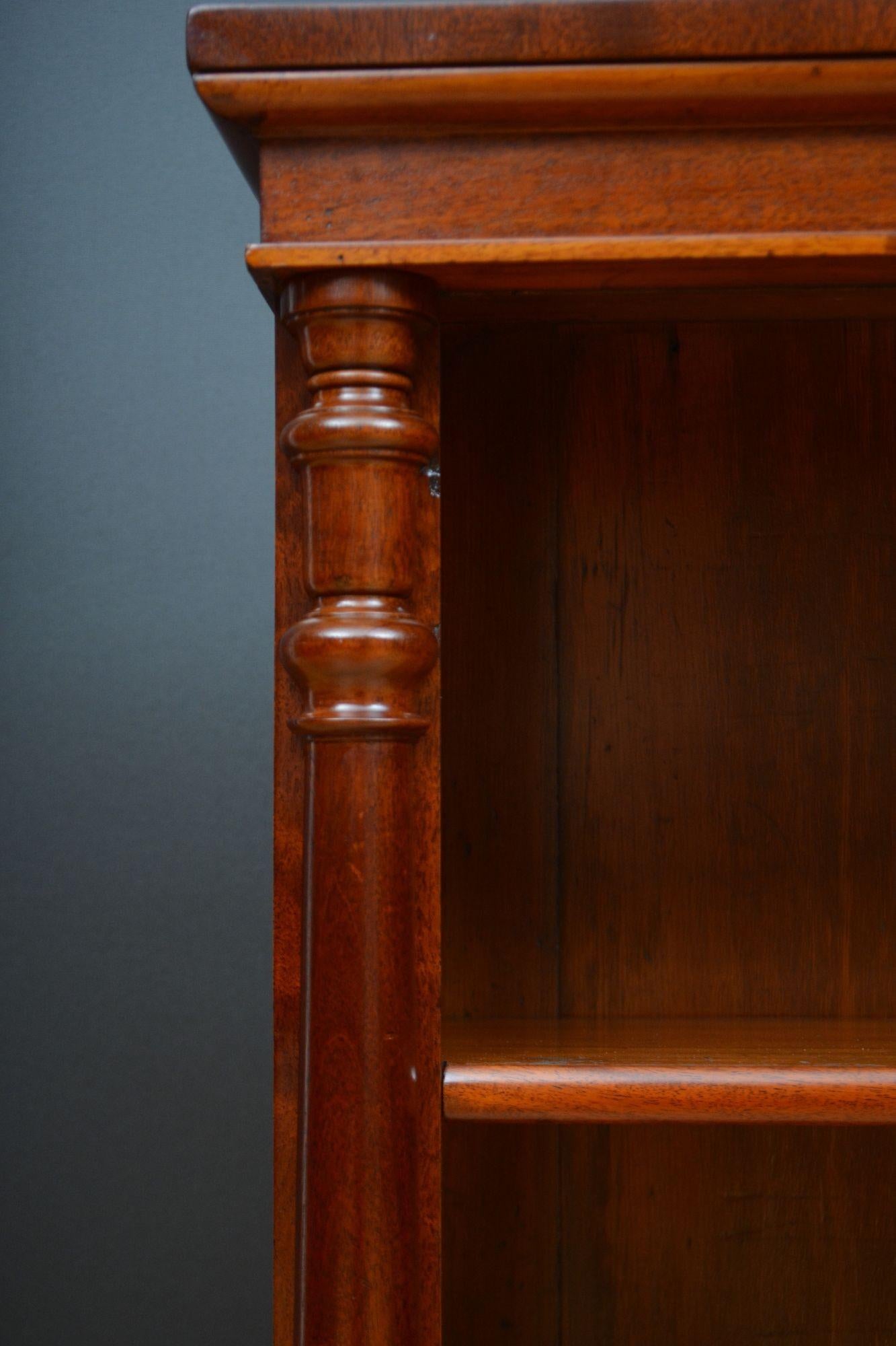 Low Victorian Mahogany Open Bookcase 6