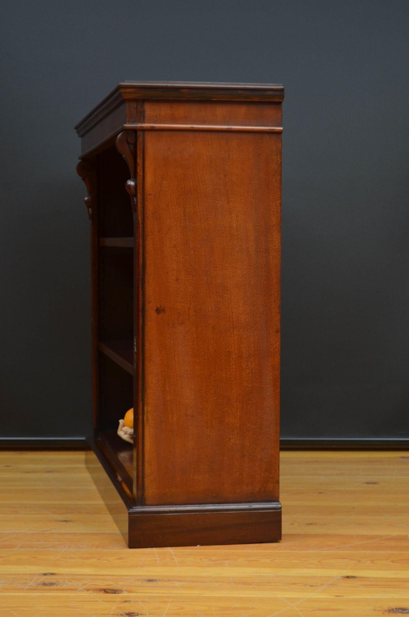 Low Victorian Mahogany Open Bookcase 7